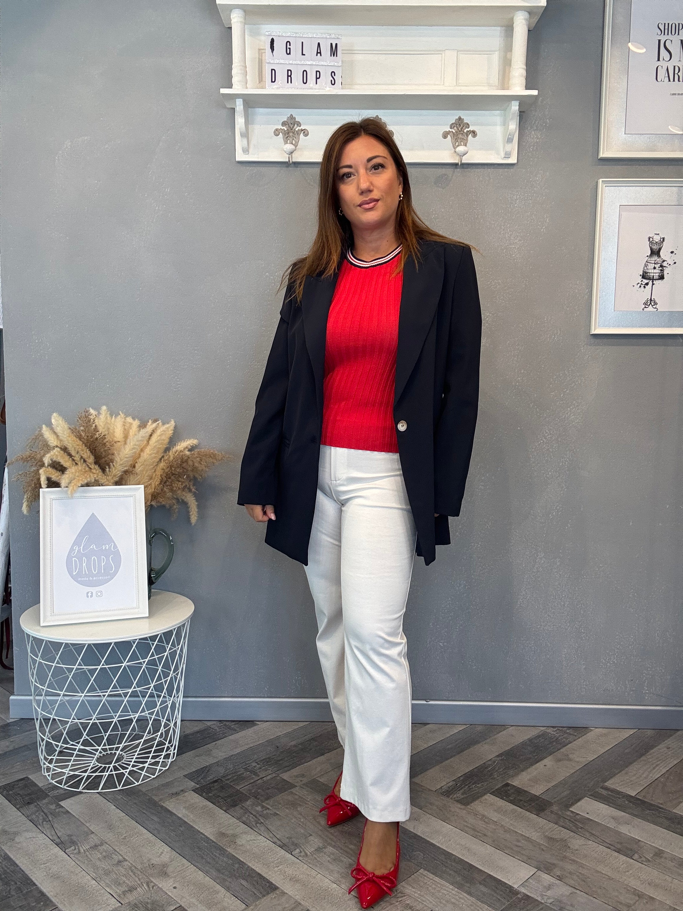Pantalone trombetta punto Milano panna
