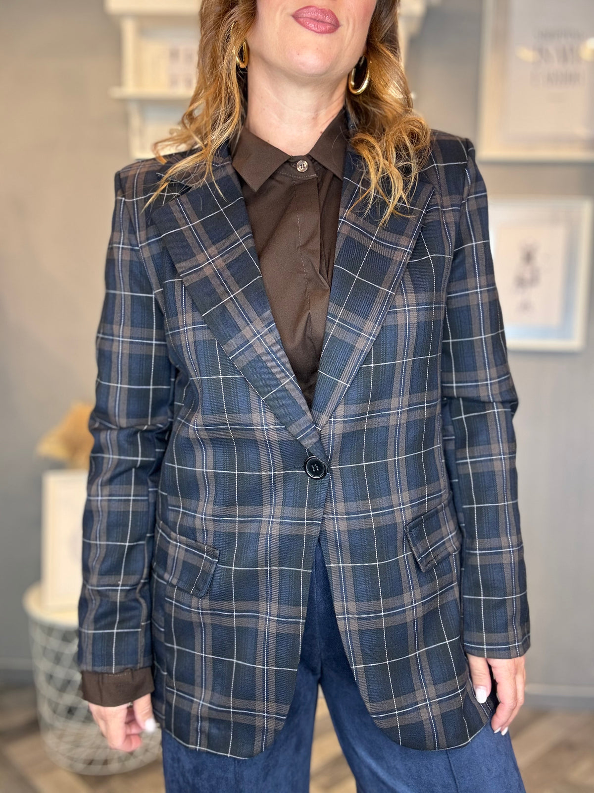 Blazer check blu e moro
