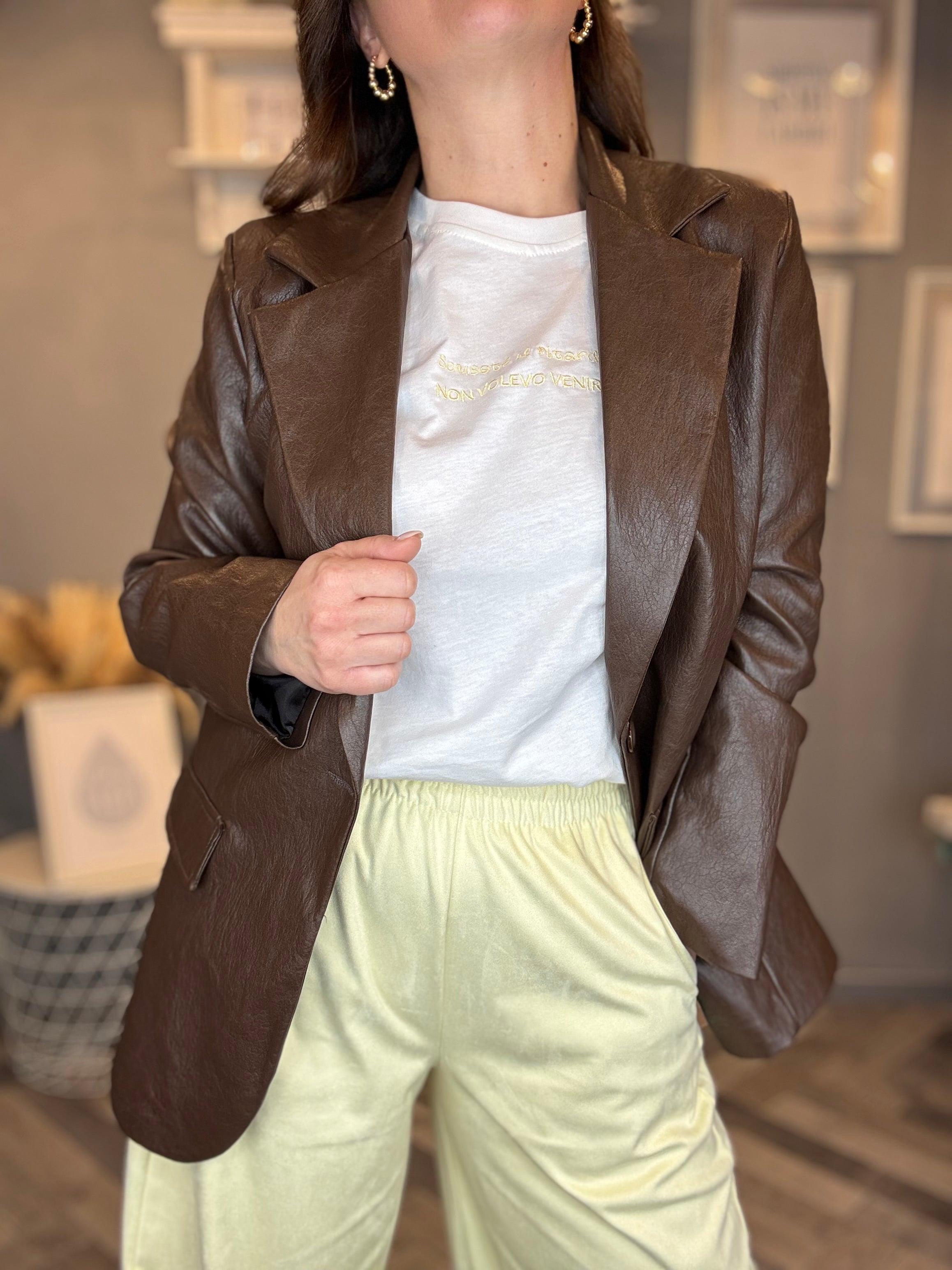 Blazer ecopelle cioccolato