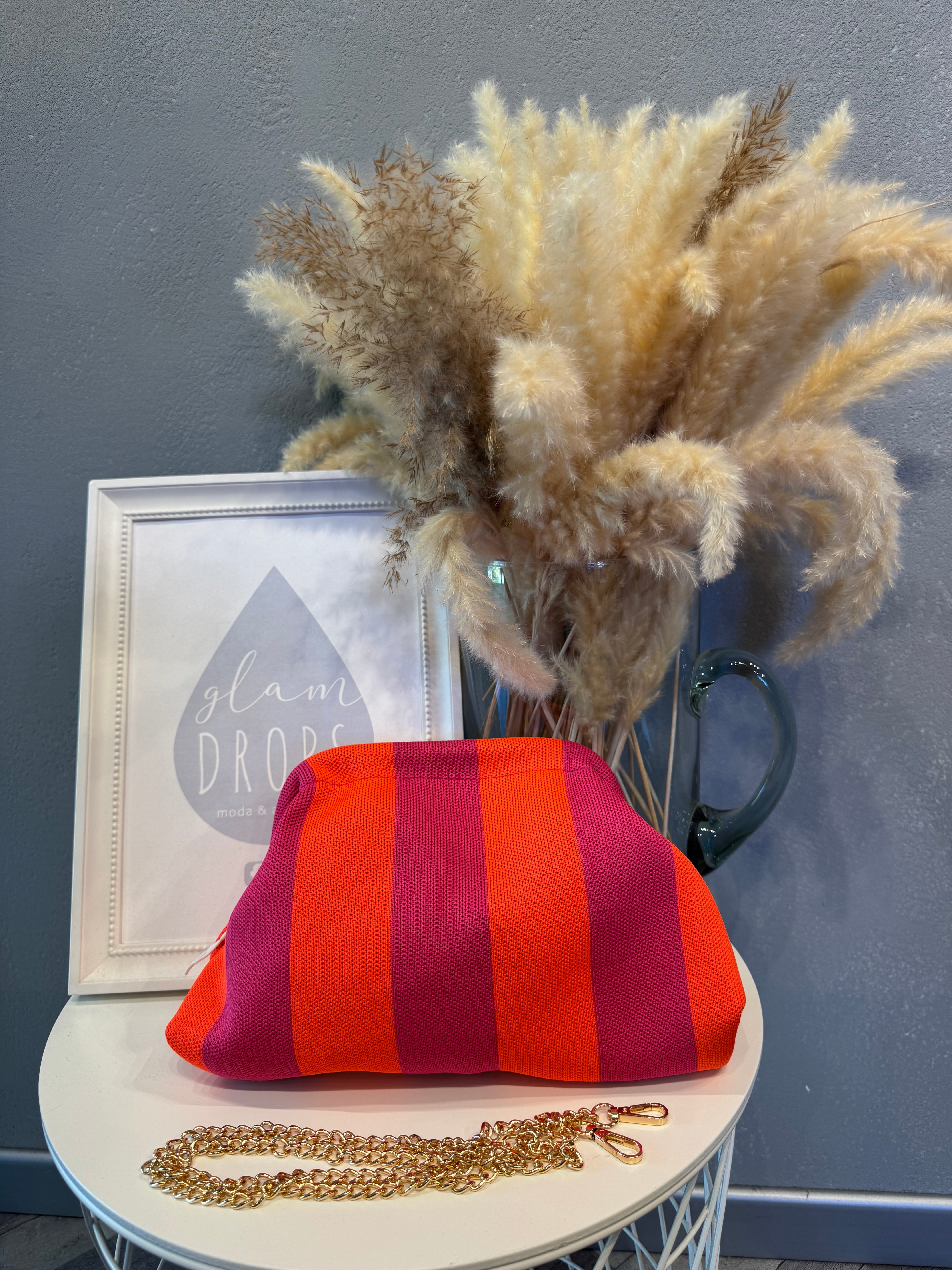 Borsa Stripe fucsia e arancio fluo