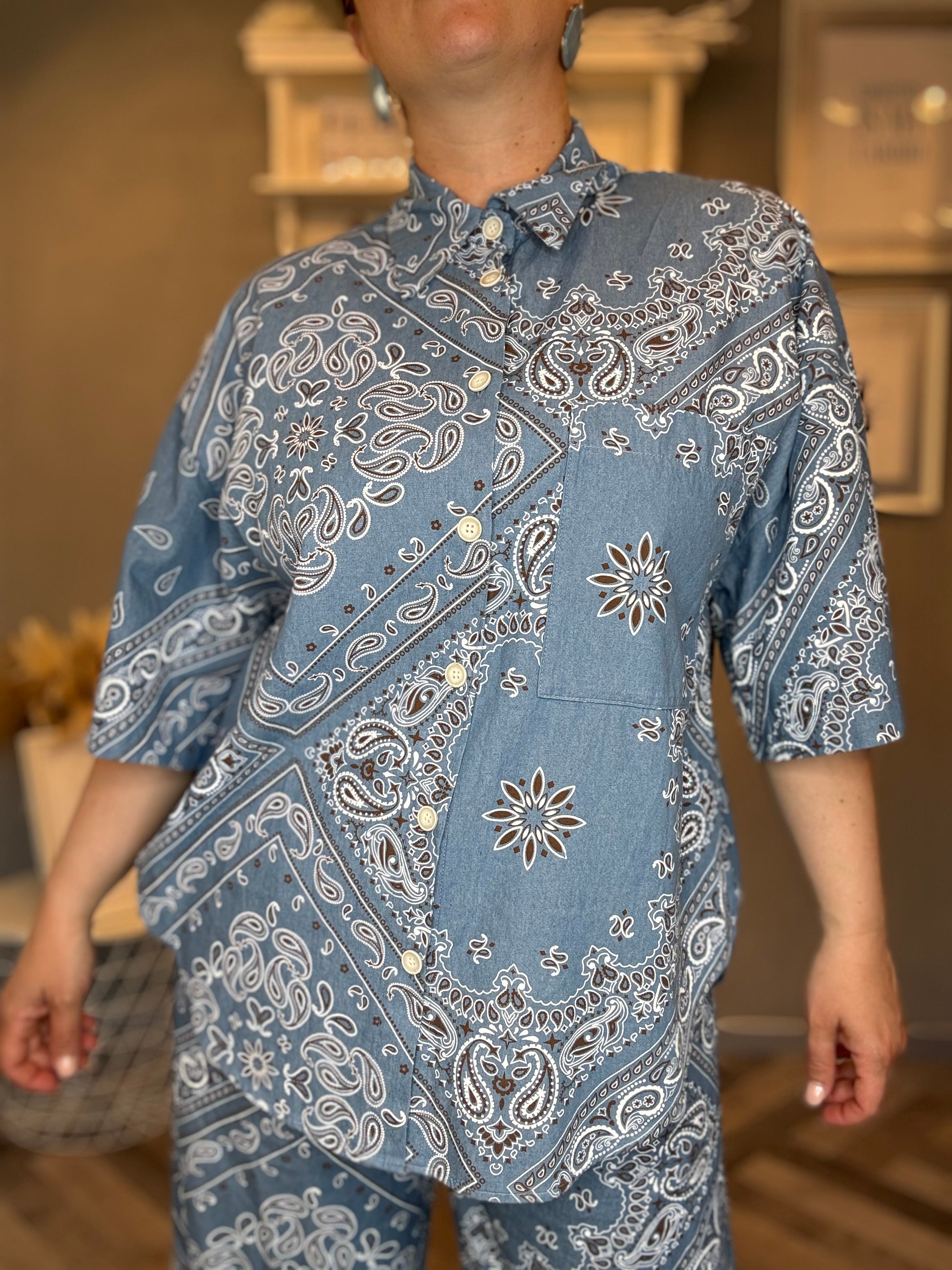 Lumina camicia jeans paisley bandana