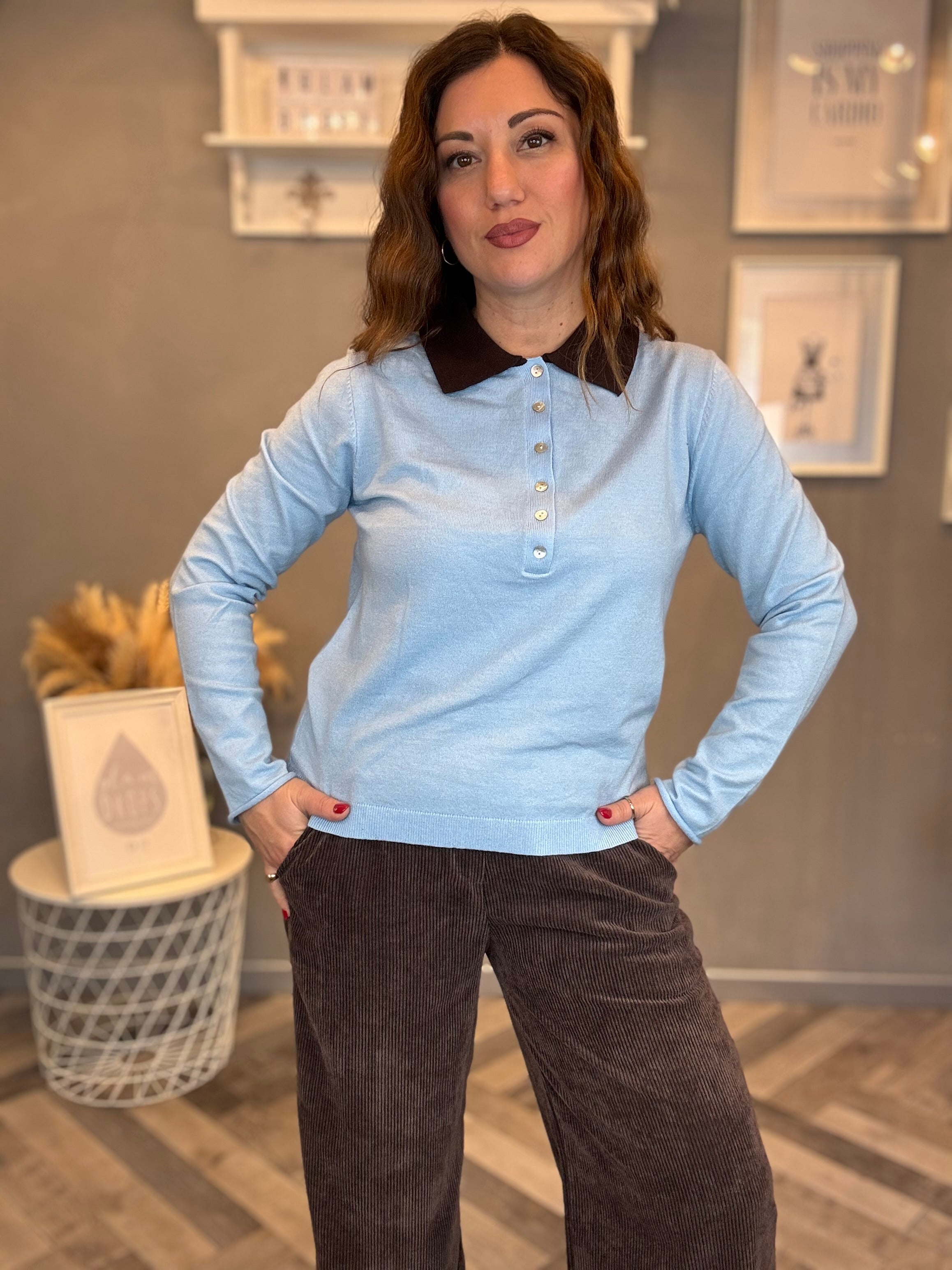 Maglia polo con colletto a contrasto