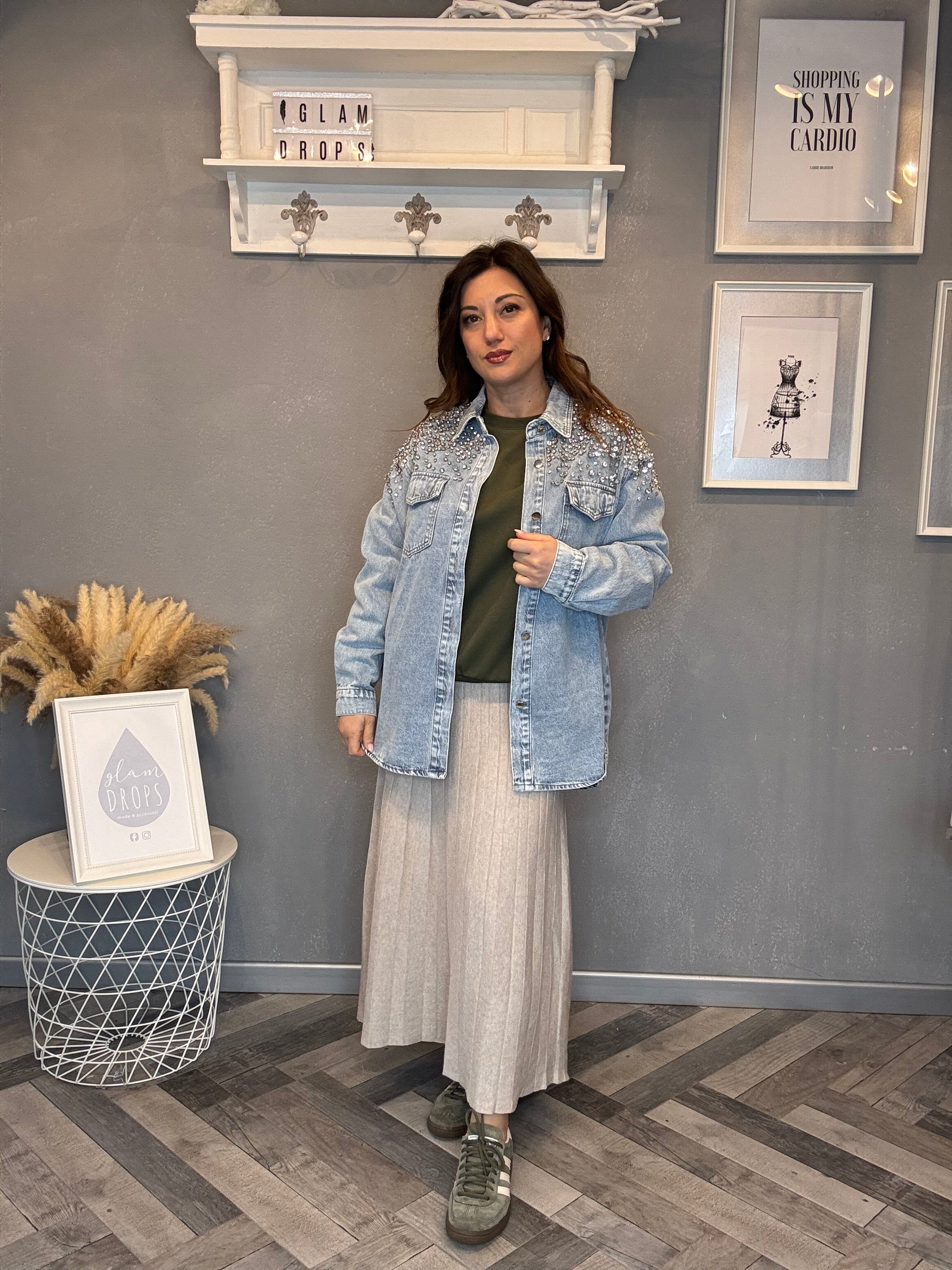 Giacca camicia in denim Diamonds