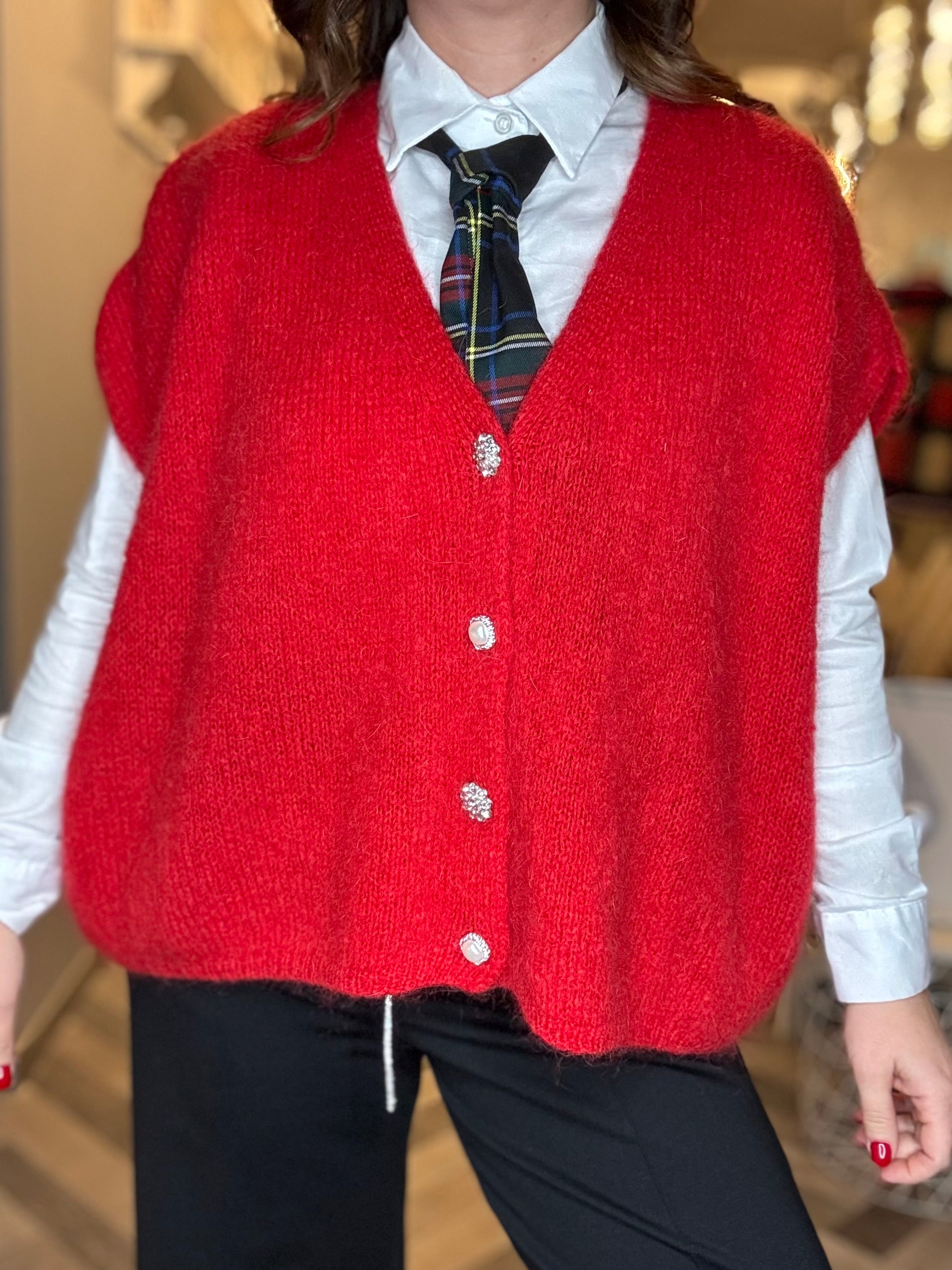 Gilet in maglia over 4 bottoni