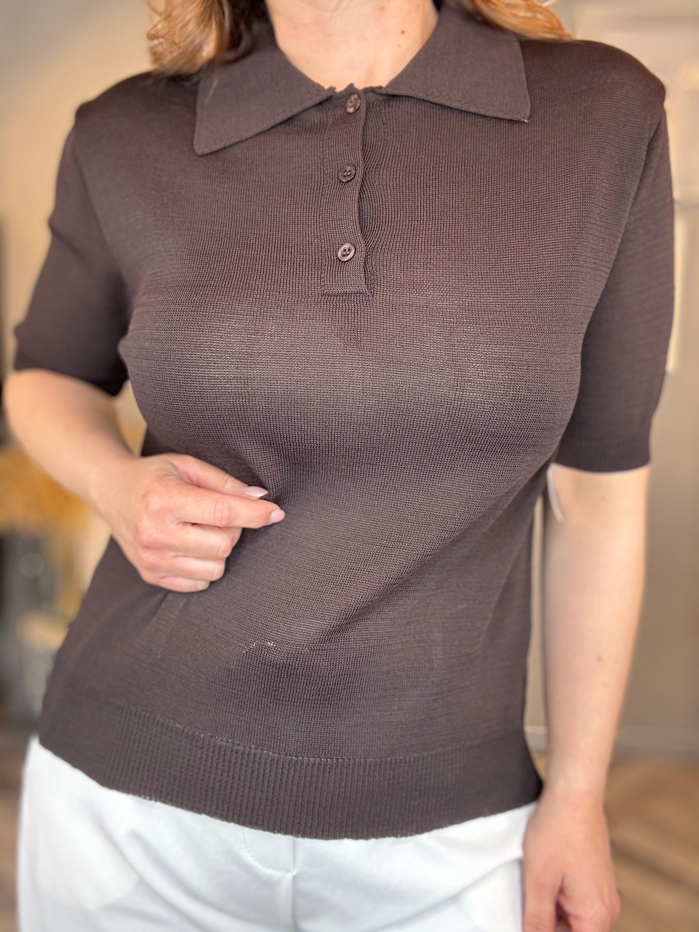 Polo in maglia soft moro
