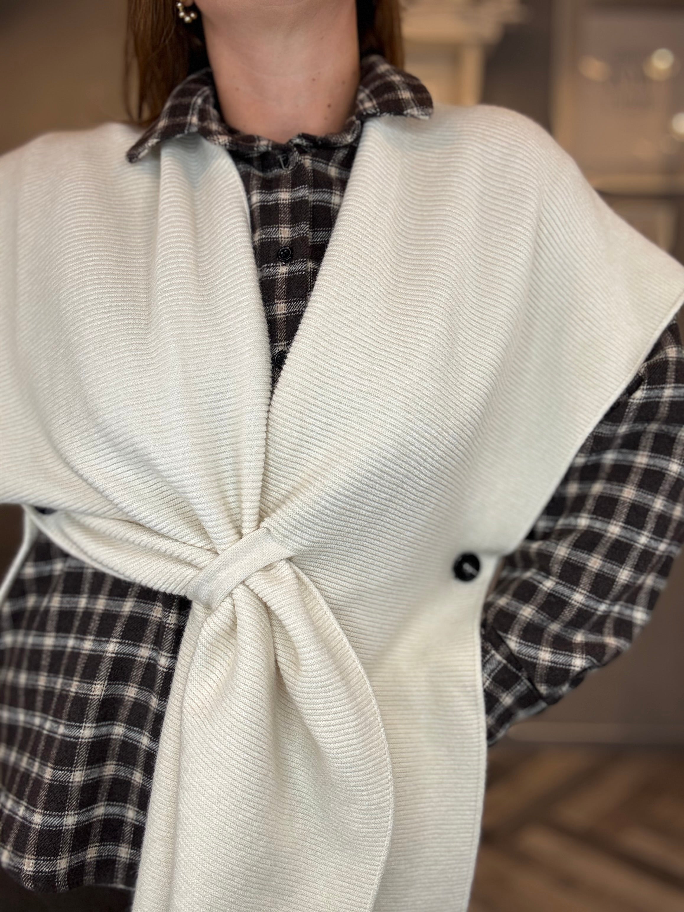 Gilet in maglia multiuso panna