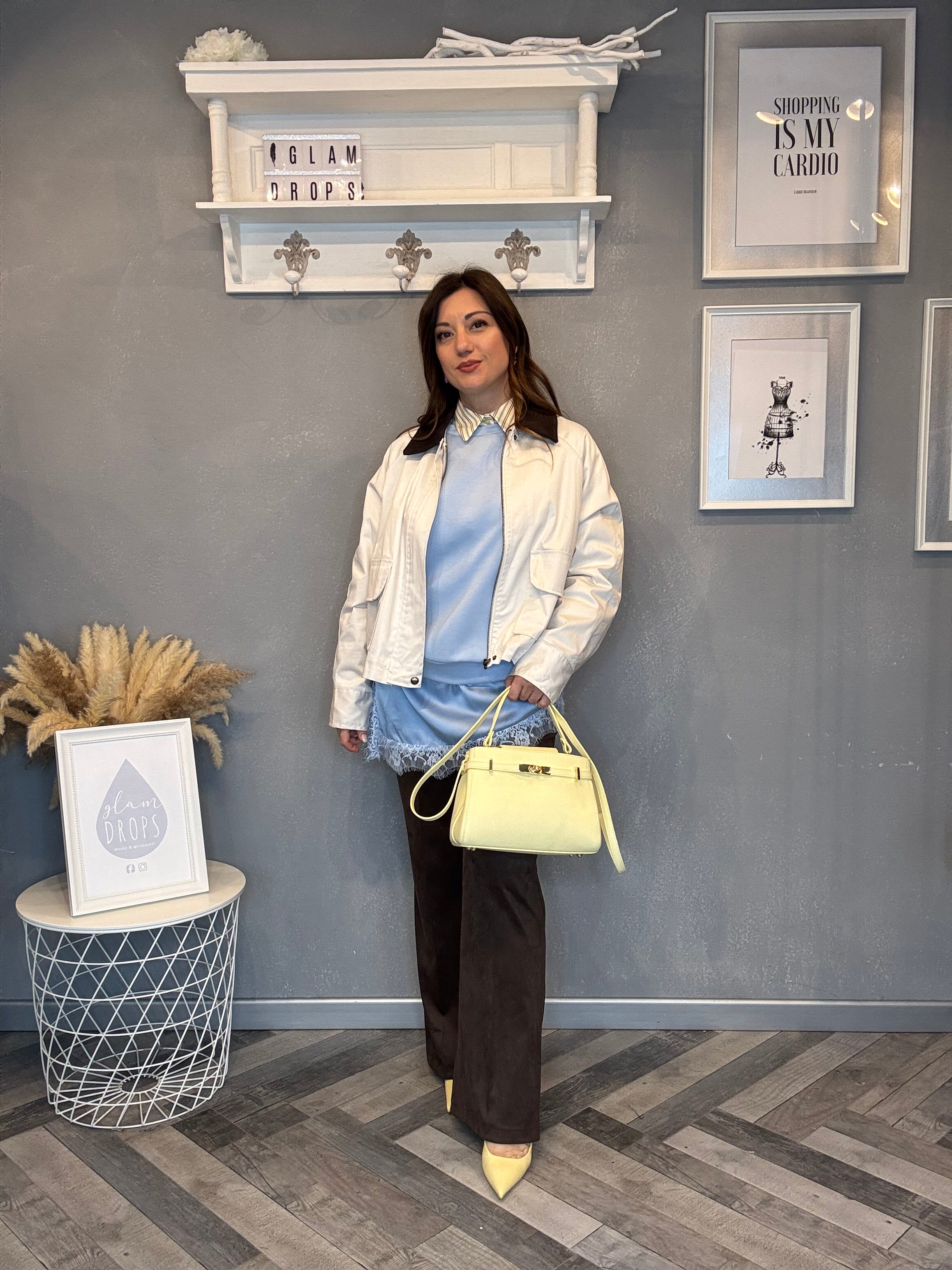 Bomber sabbia con colletto eco suede moro