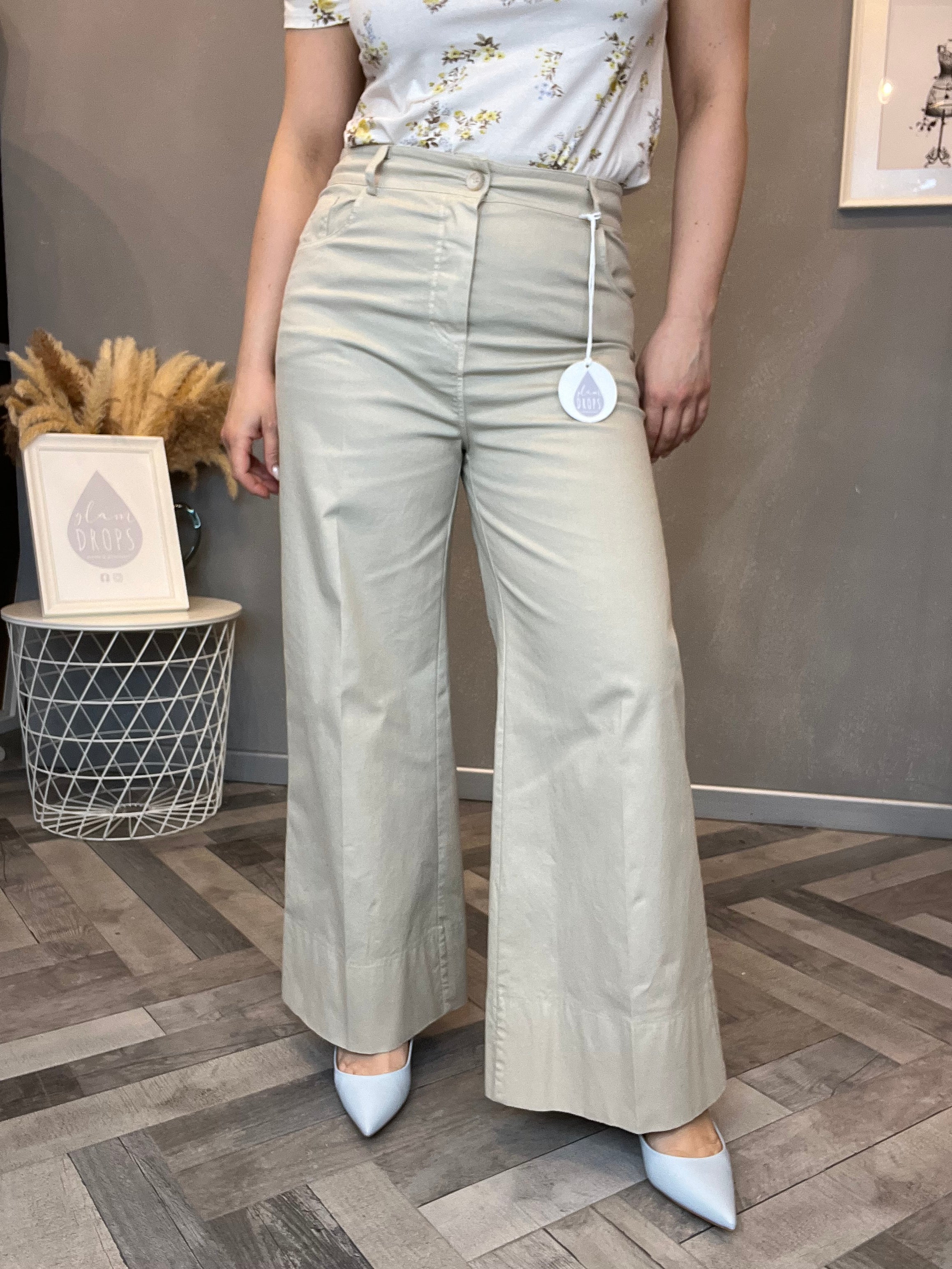 Pantalone wide leg sabbia