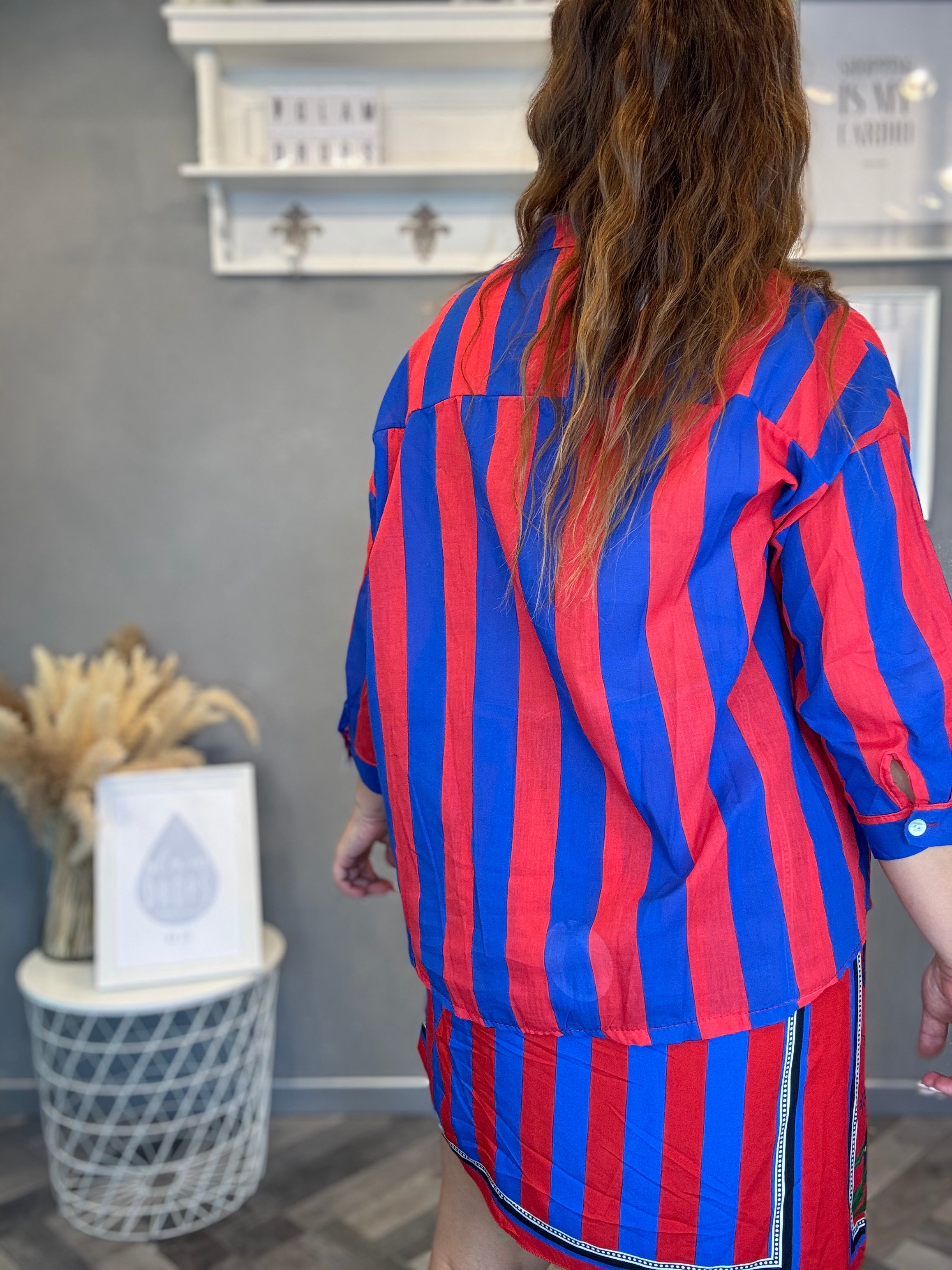 Camicia Isla Bonita righe rosso e bluette