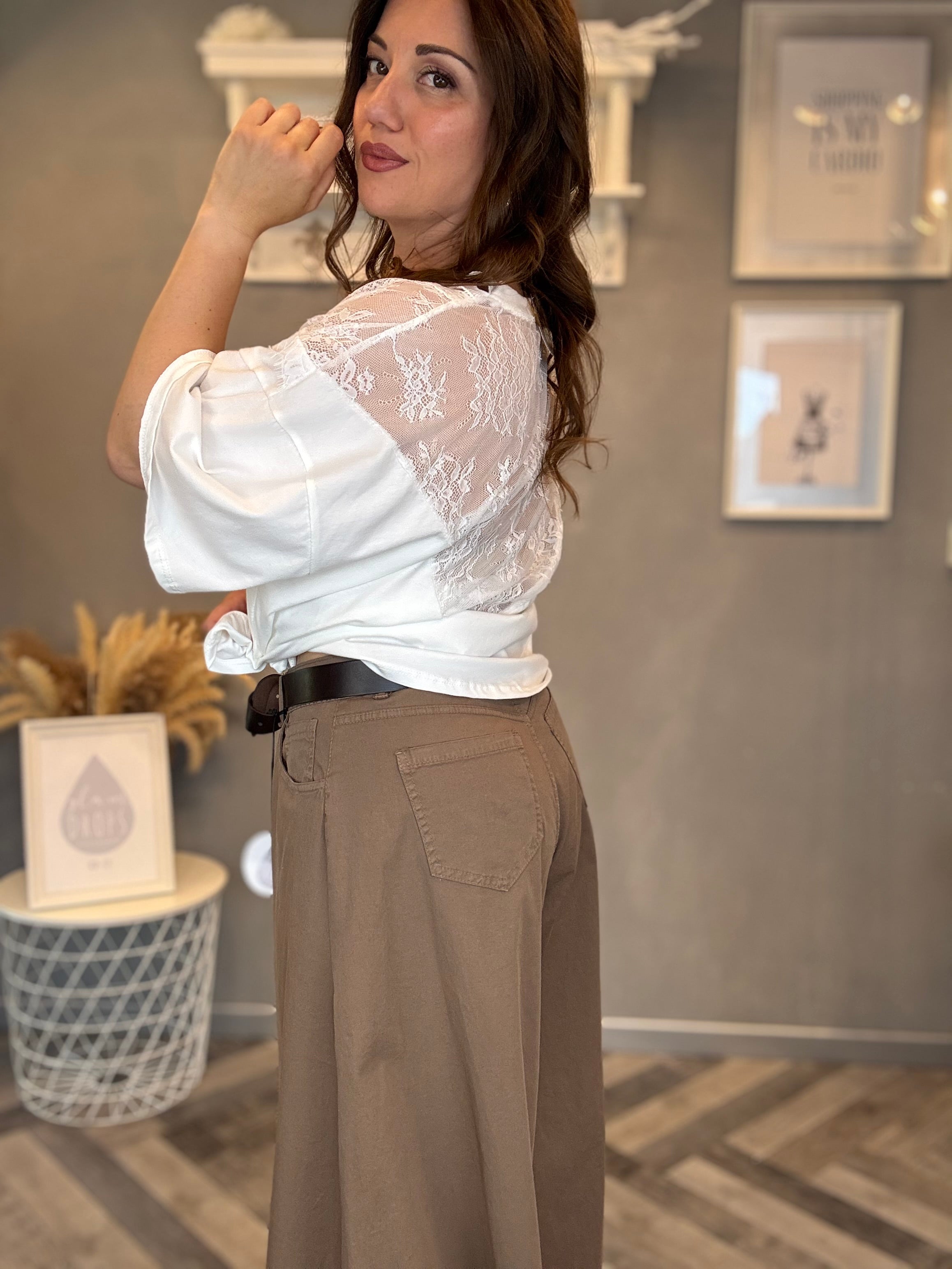 Gonna pantalone crop tortora
