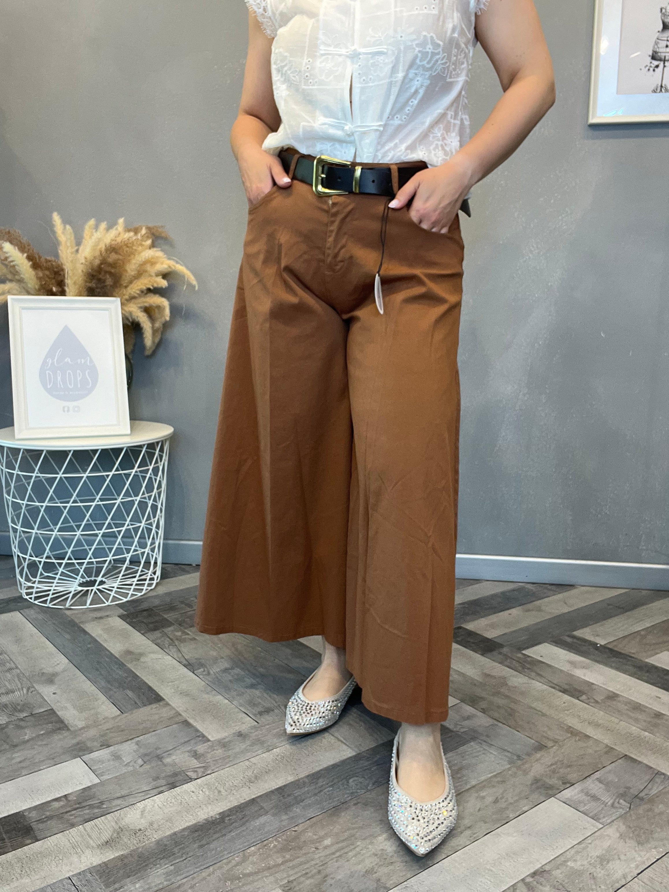 Gonna pantalone crop cuoio