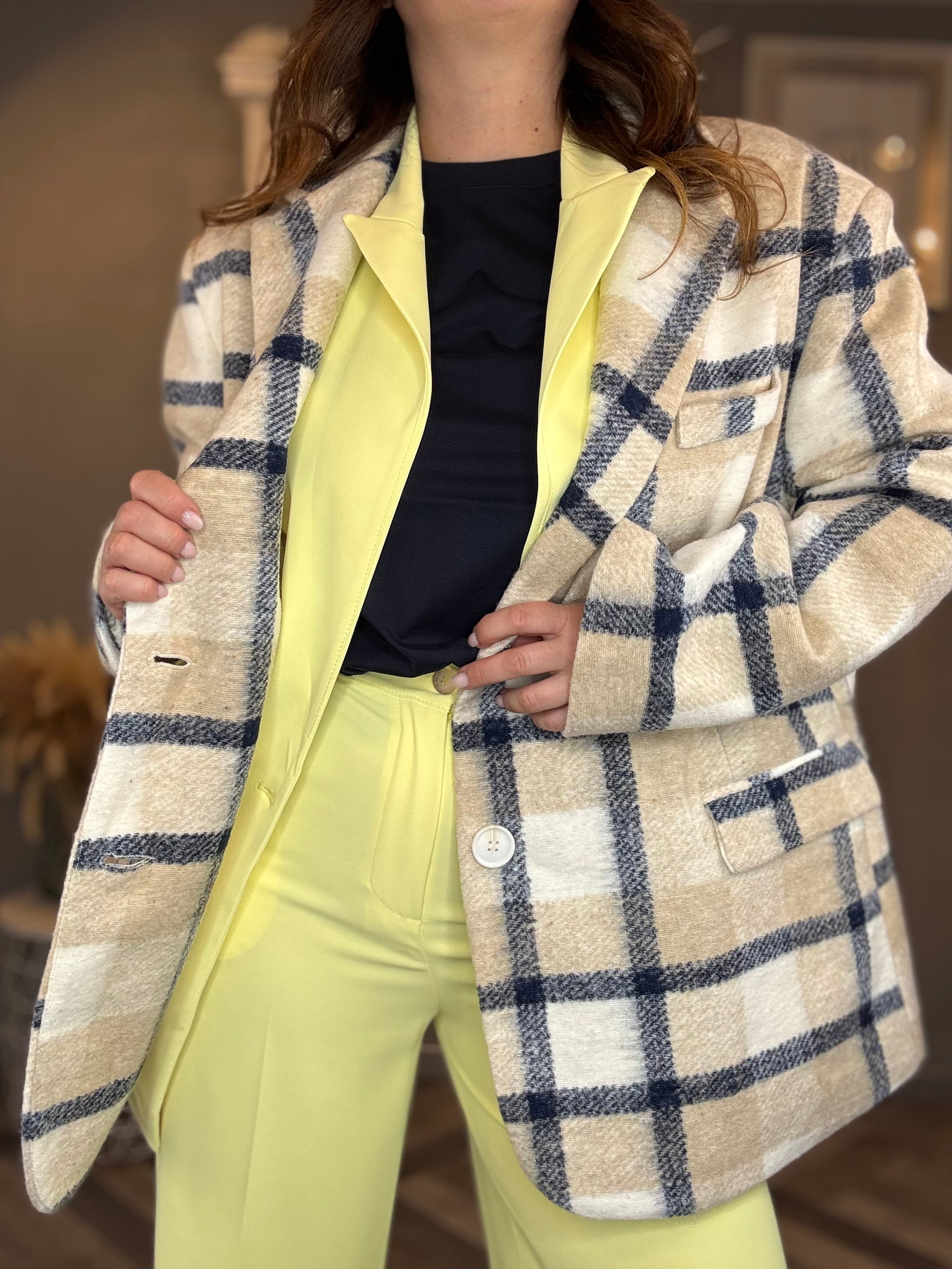 Lumina giacca cappotto a quadri