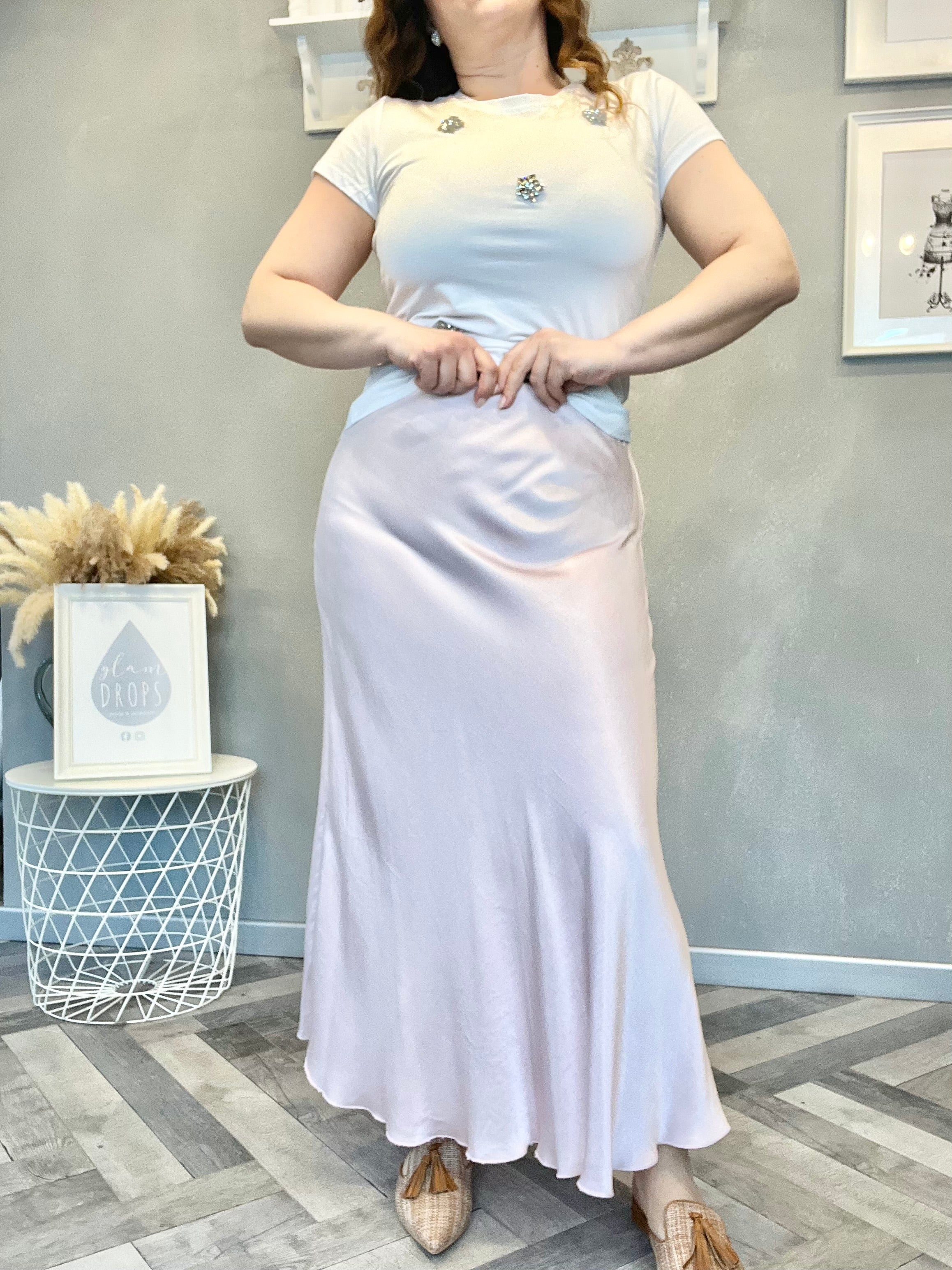 Gonna in raso di viscosa Lucy