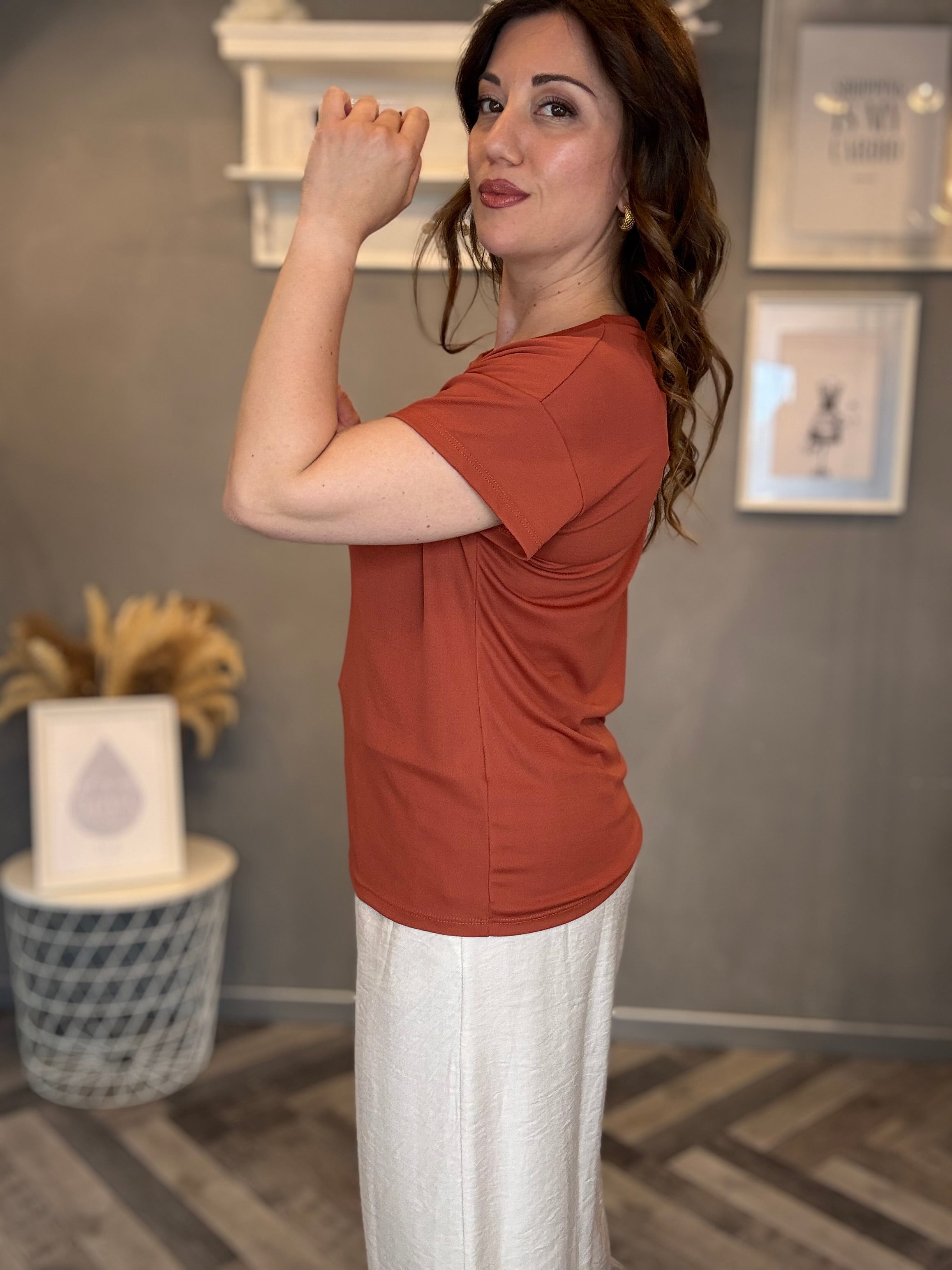T-shirt basic modal ruggine