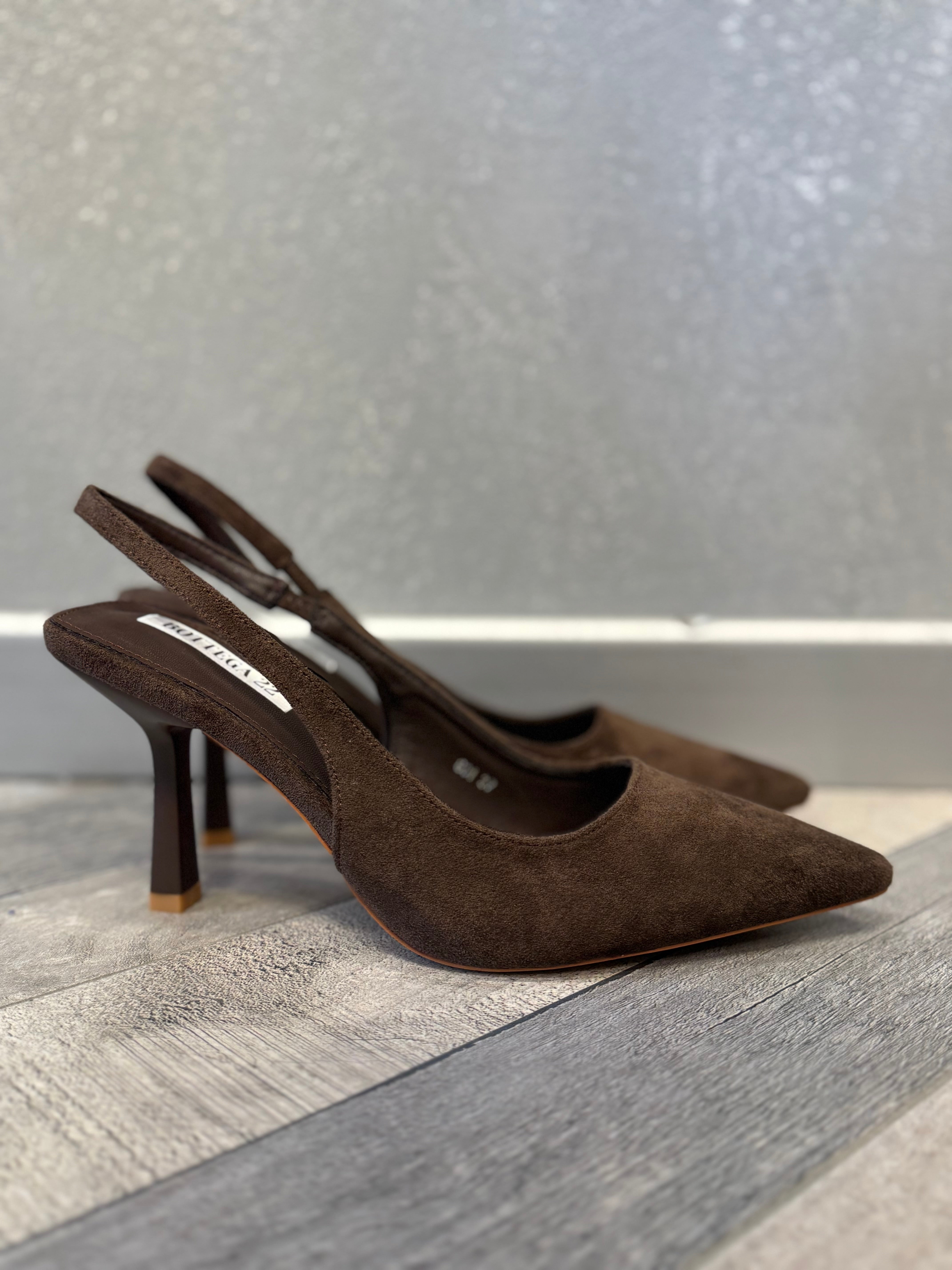 Slingback in eco suede moro