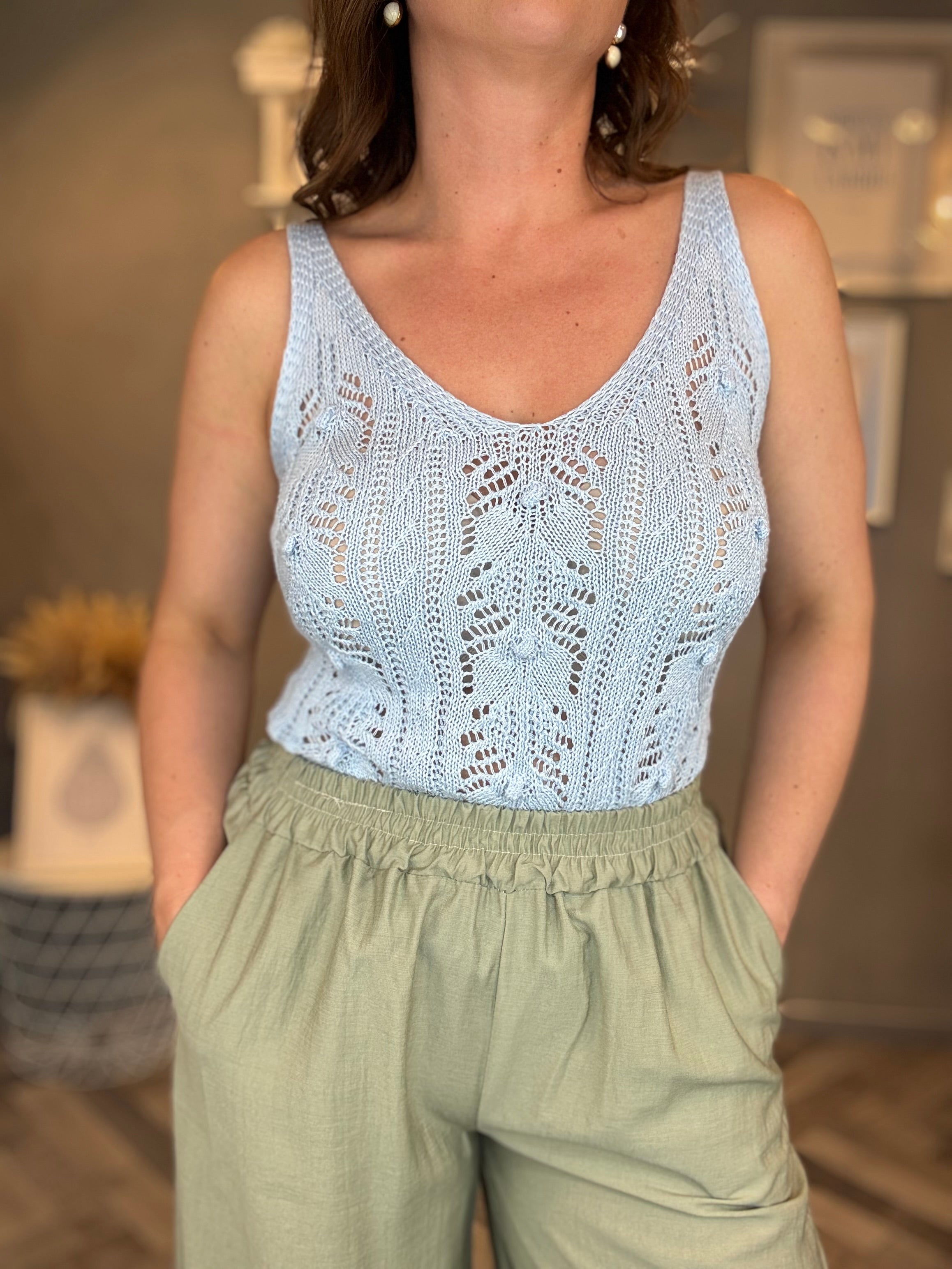 Pantalone palazzo fluido verde salvia