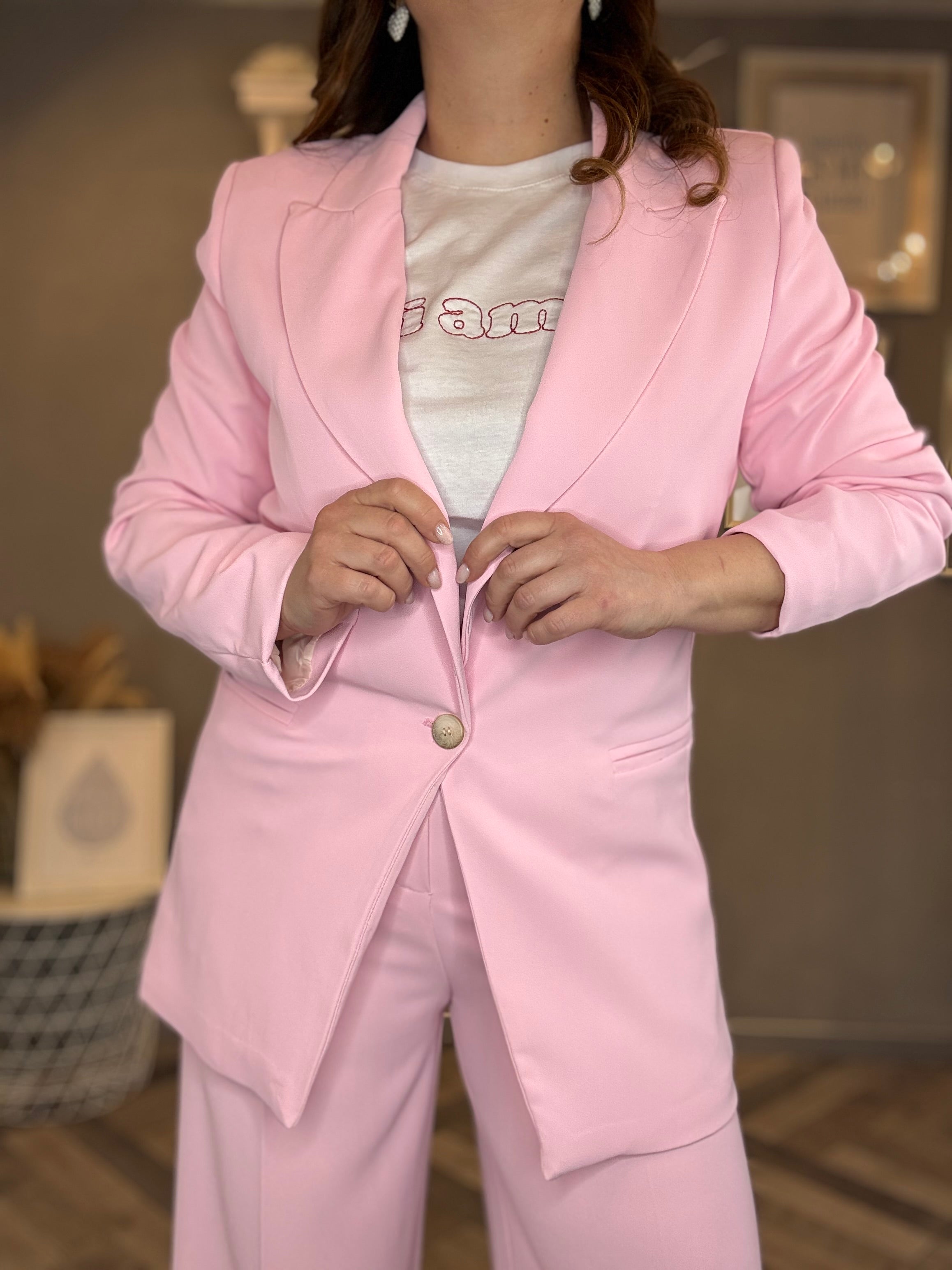Blazer monopetto rosa