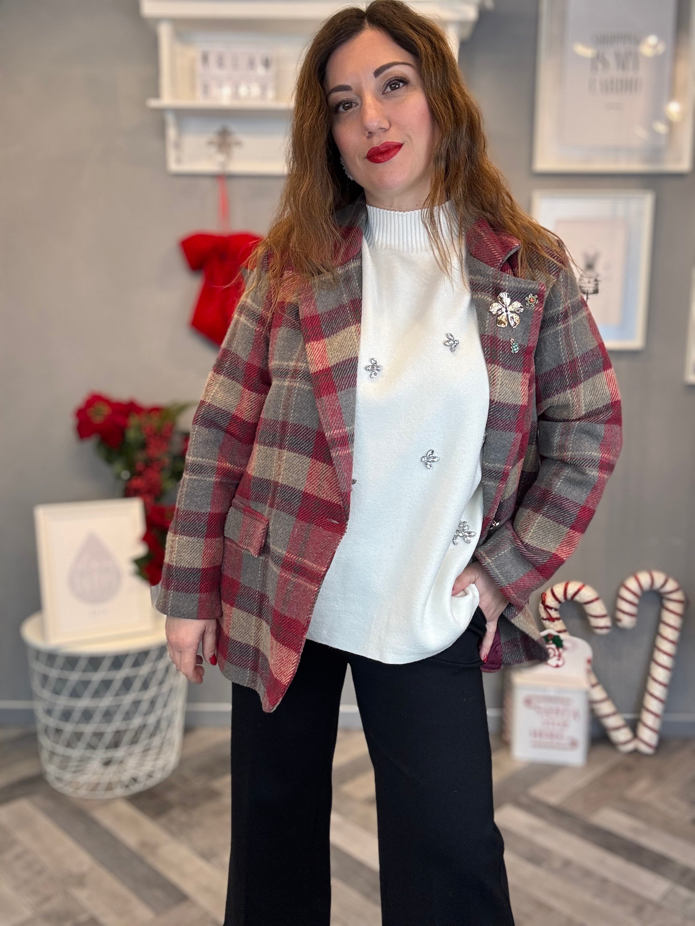 Blazer tartan tortora