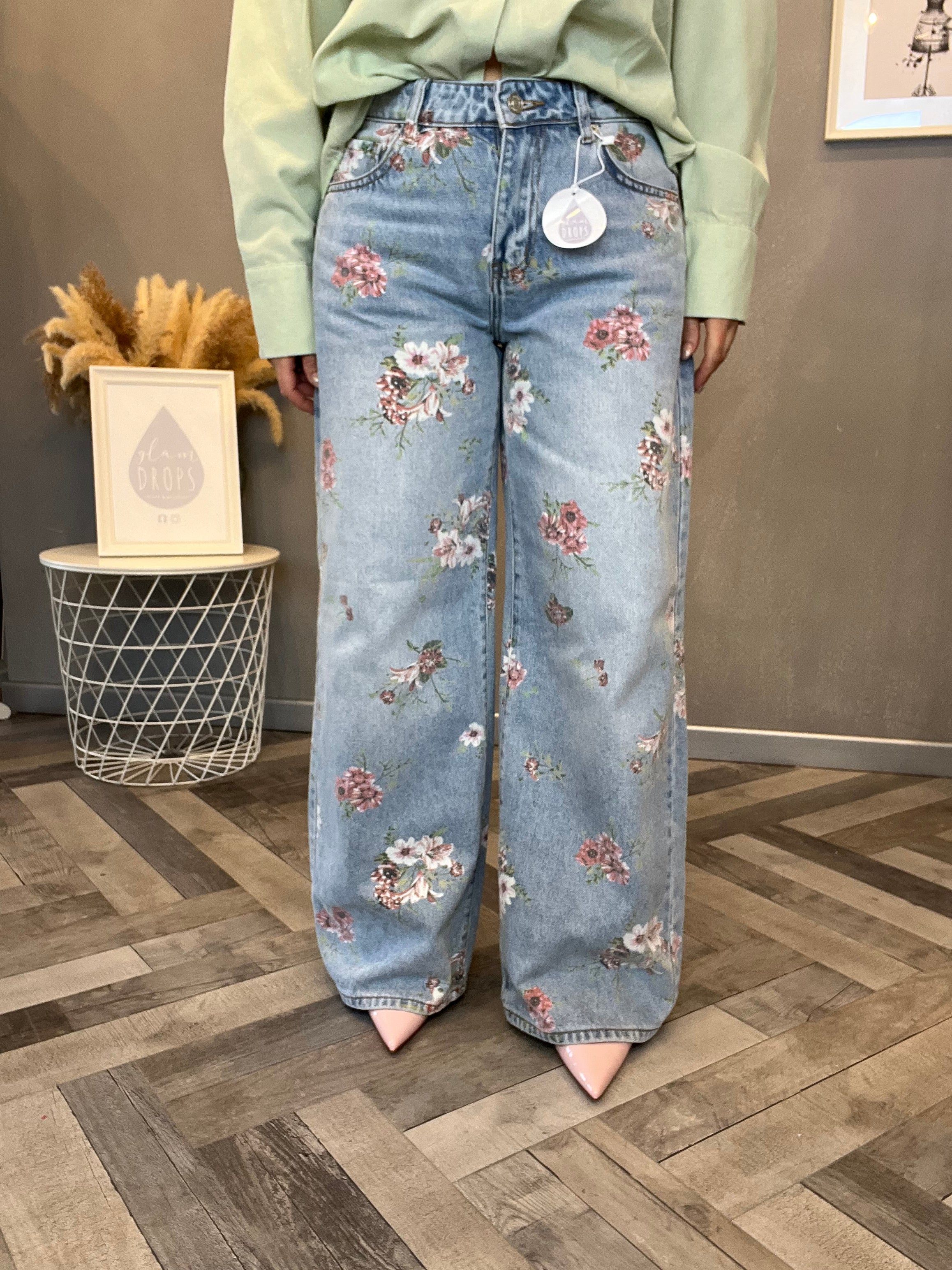 Jeans pink flower