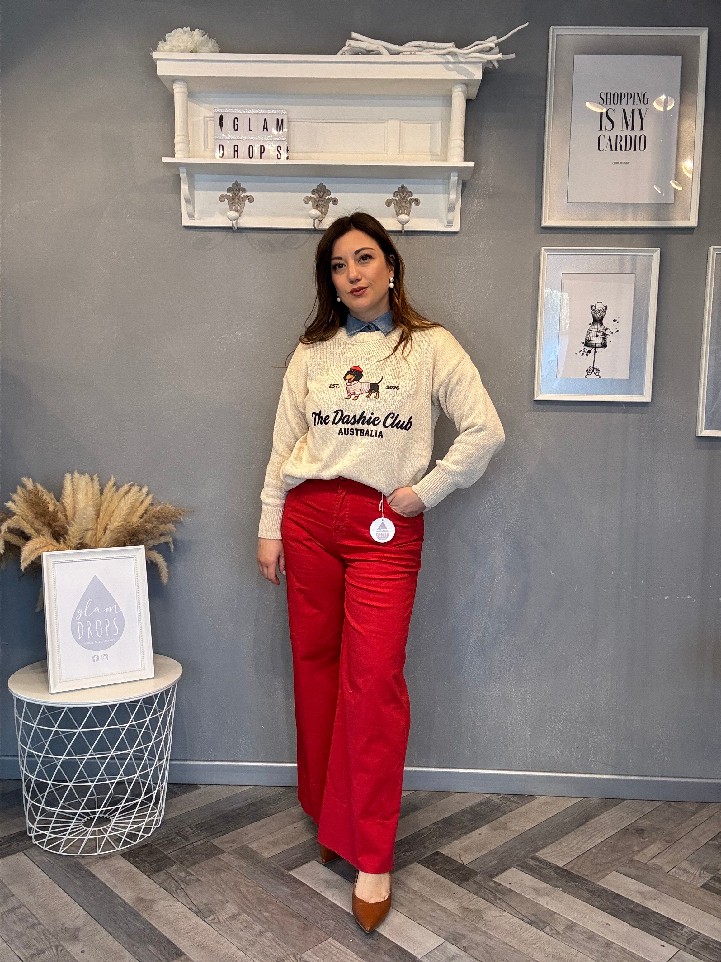 Pantalone wide leg rosso