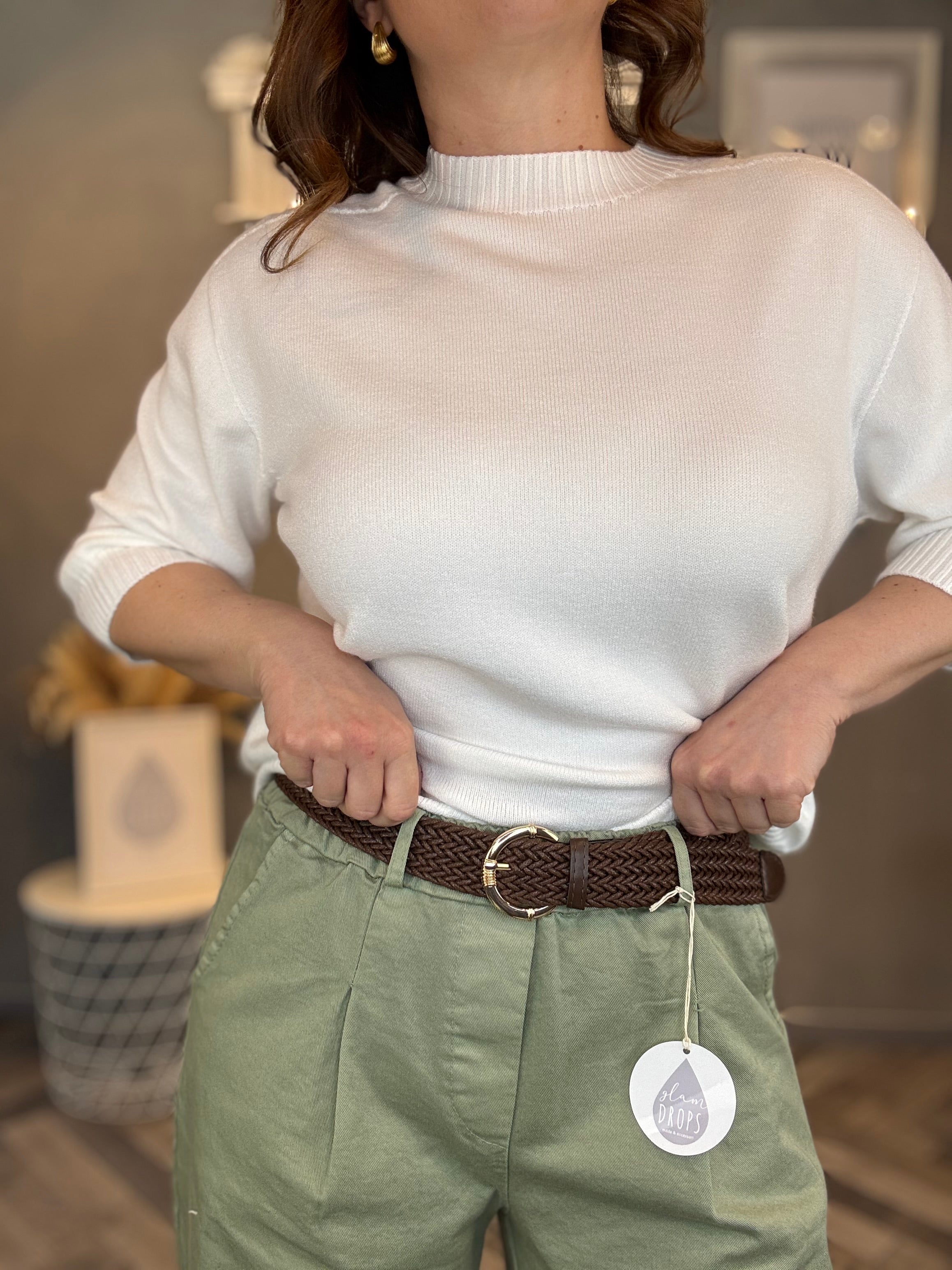 Pantalone carrot verde salvia con cintura
