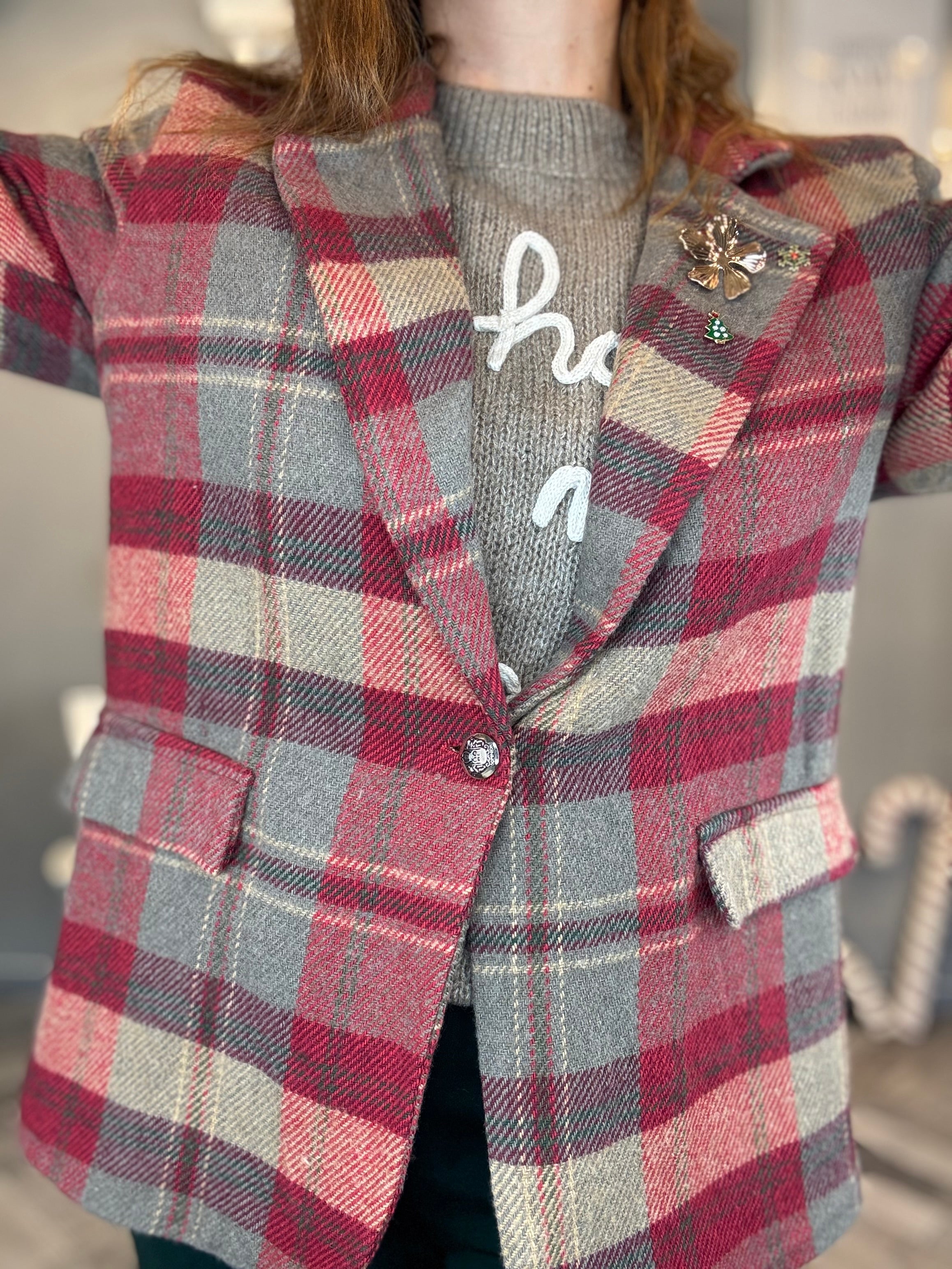 Blazer tartan tortora