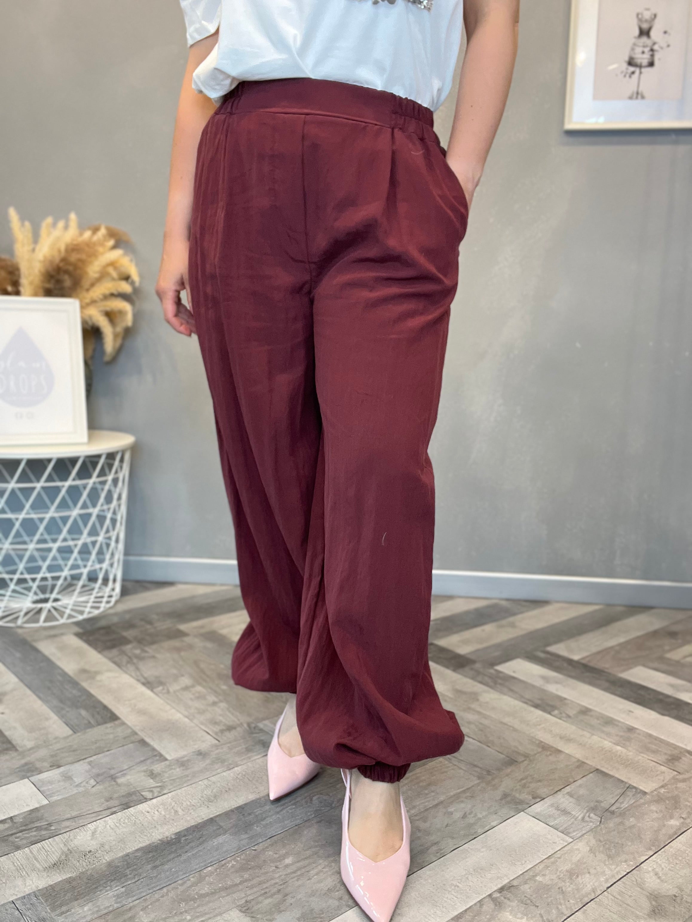 Pantalone jogger Cupro bordeaux
