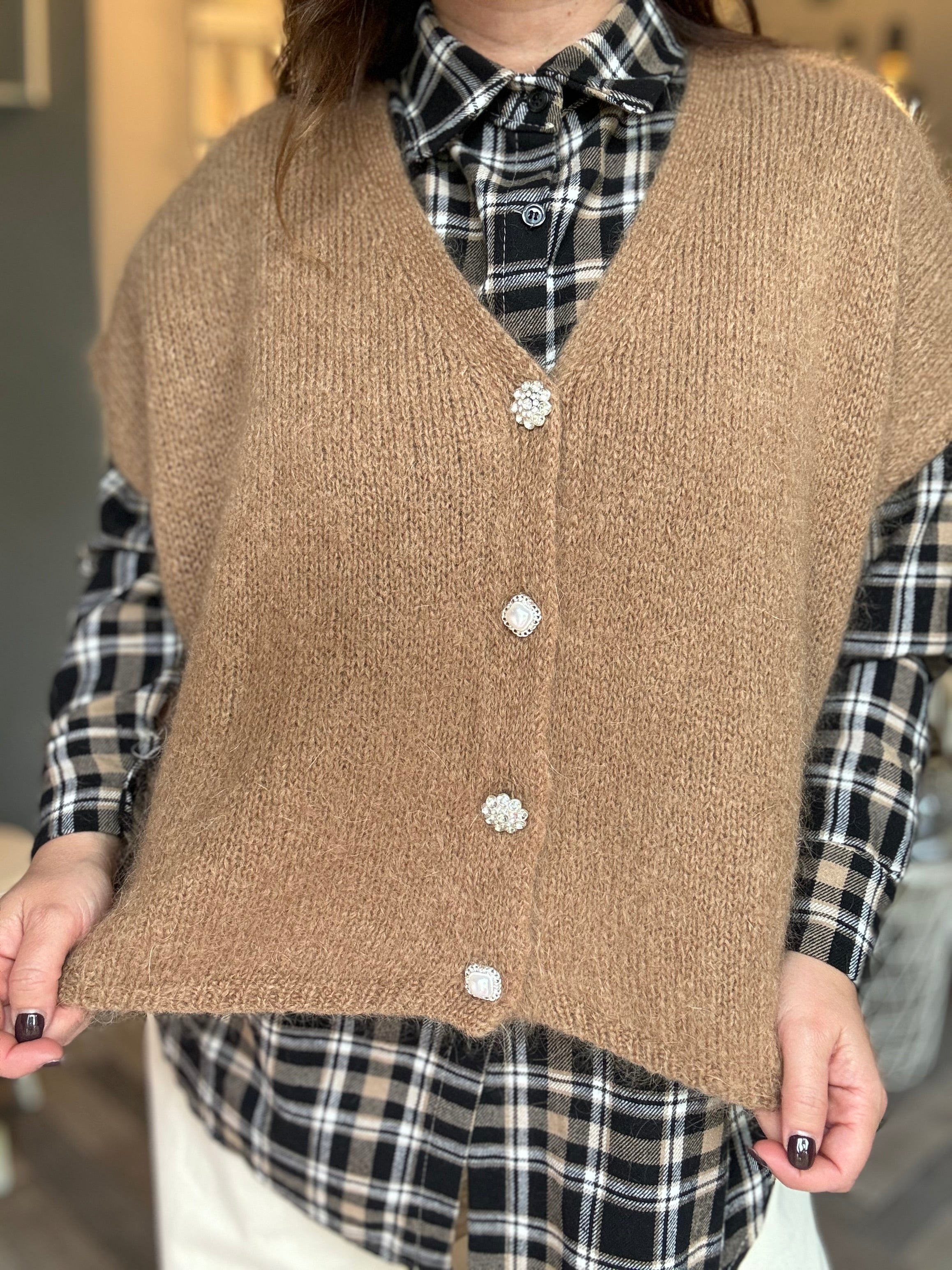 Gilet in maglia over 4 bottoni