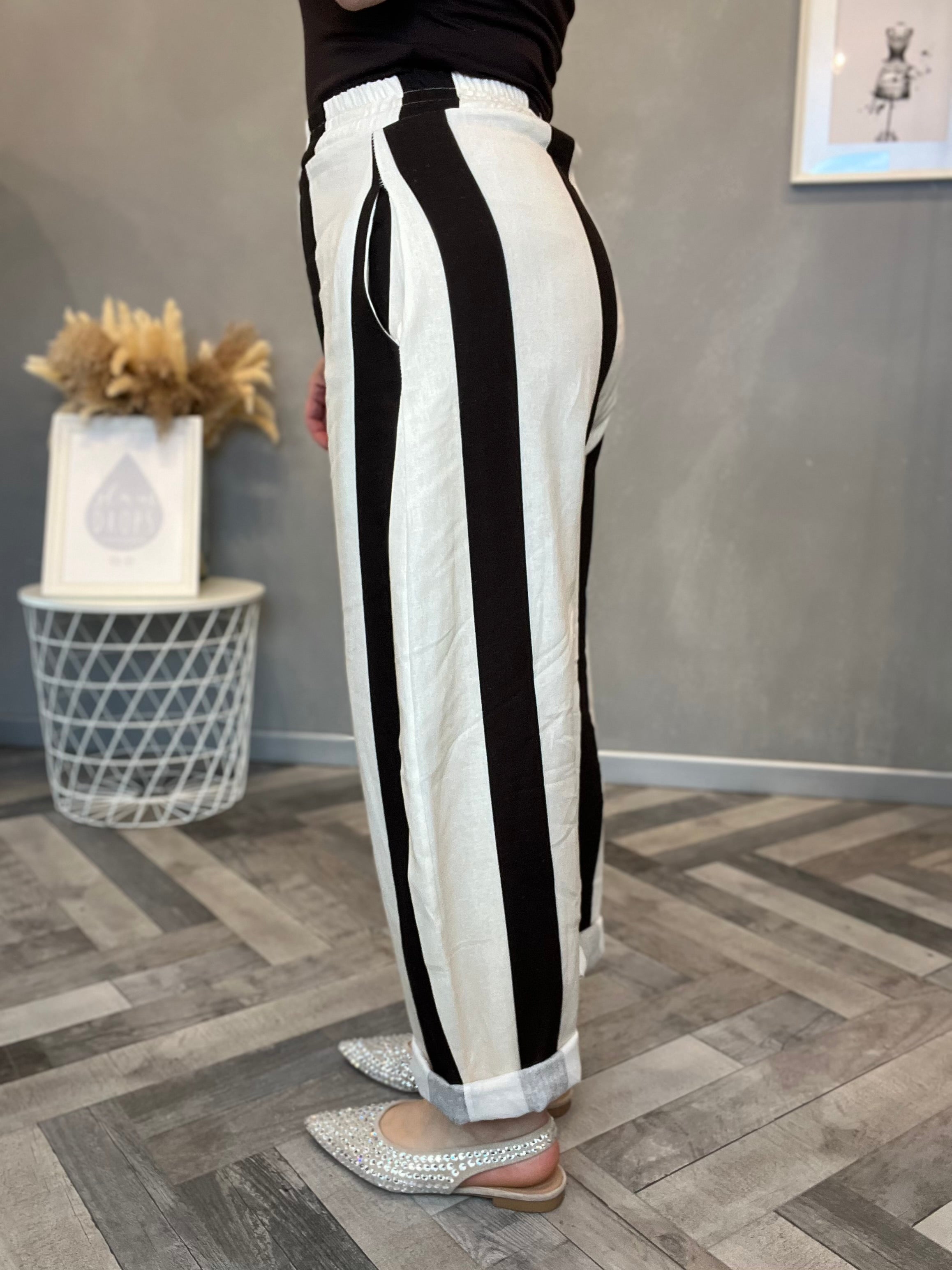 Pantalone burro bande moro
