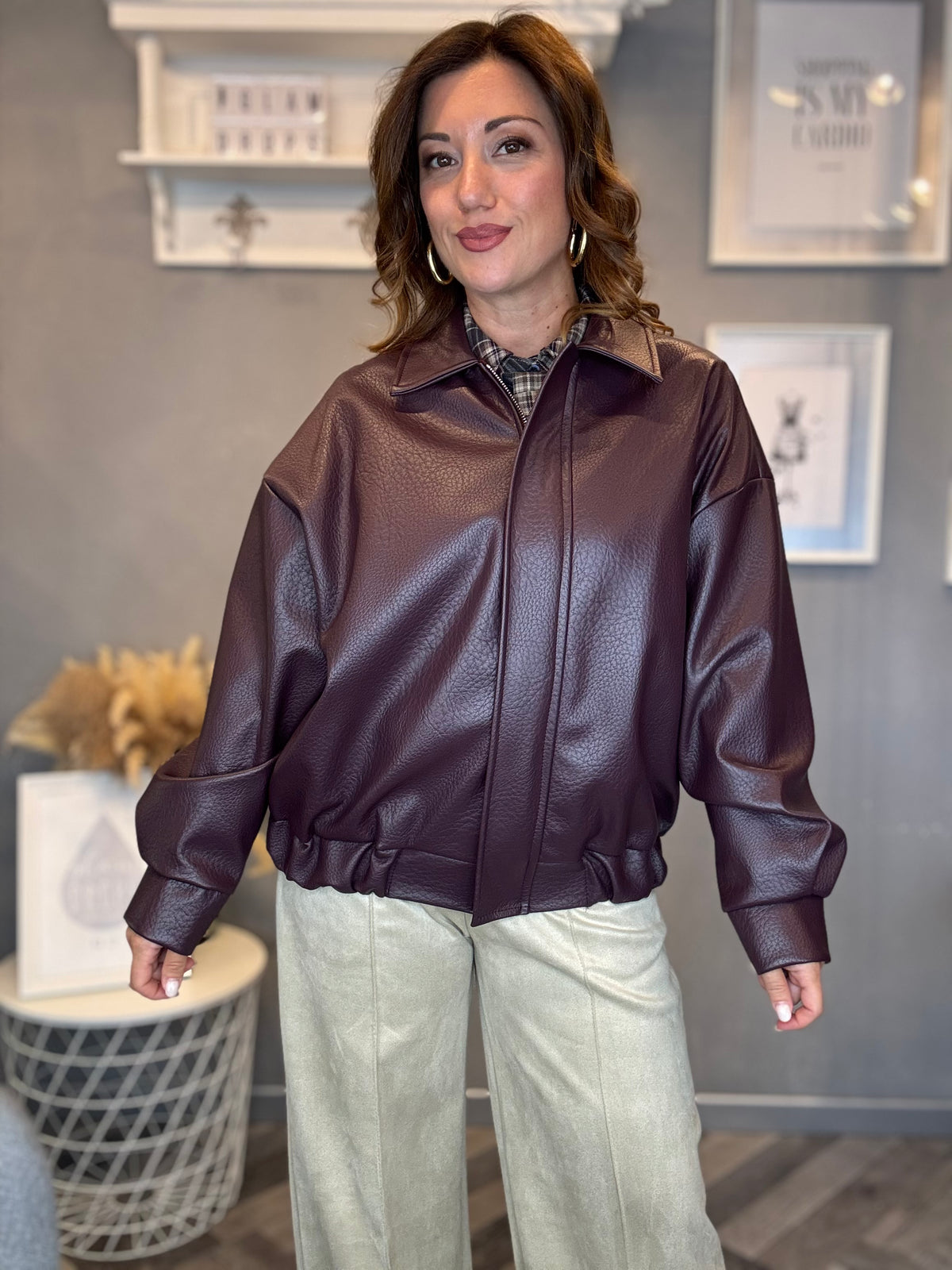Bomber ecopelle Burgundy
