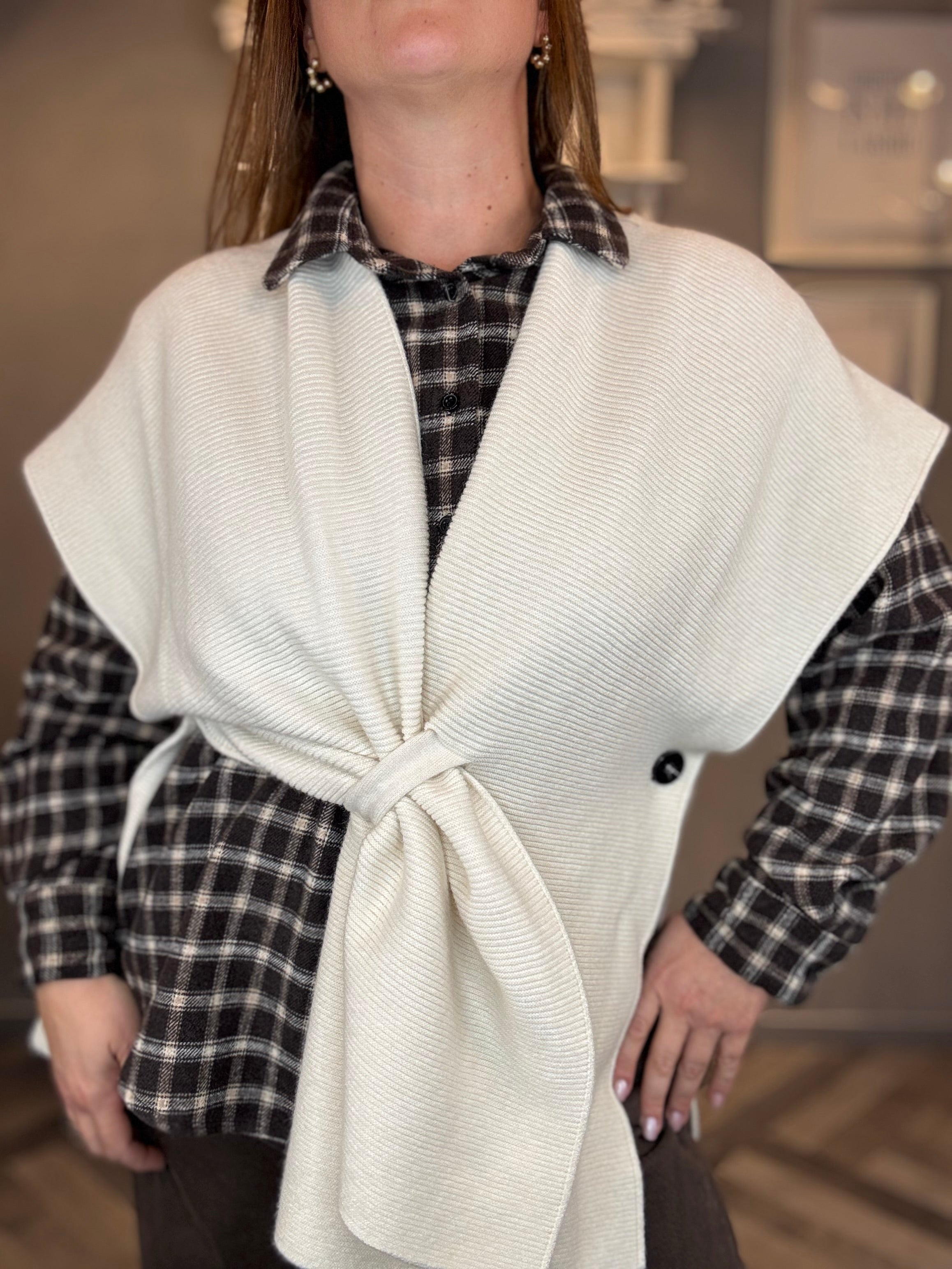 Gilet in maglia multiuso panna