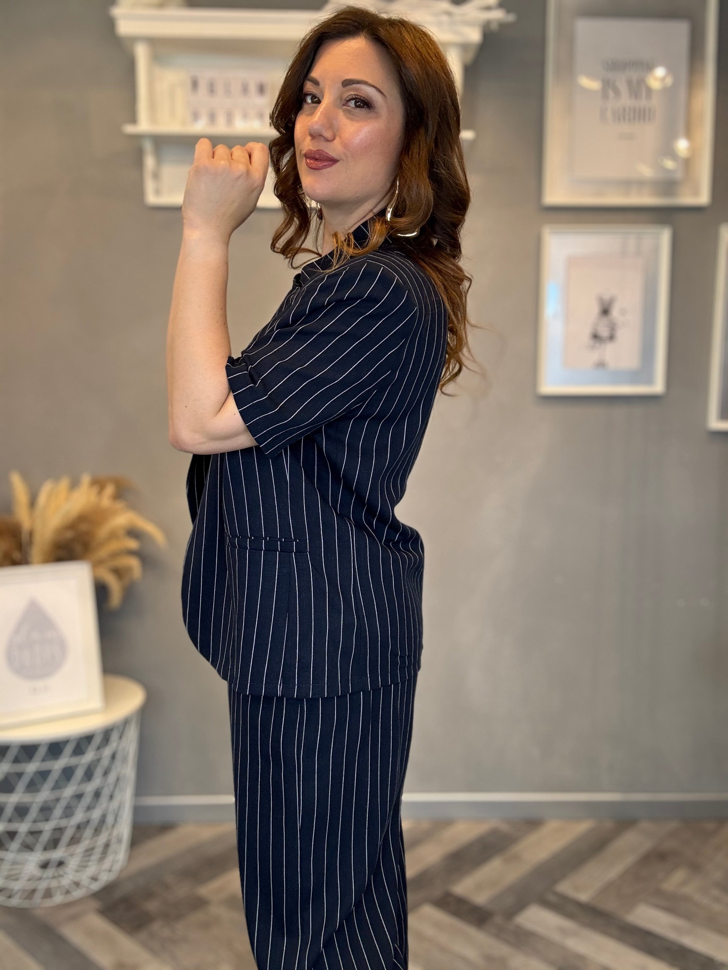 Set Icona gessato blu