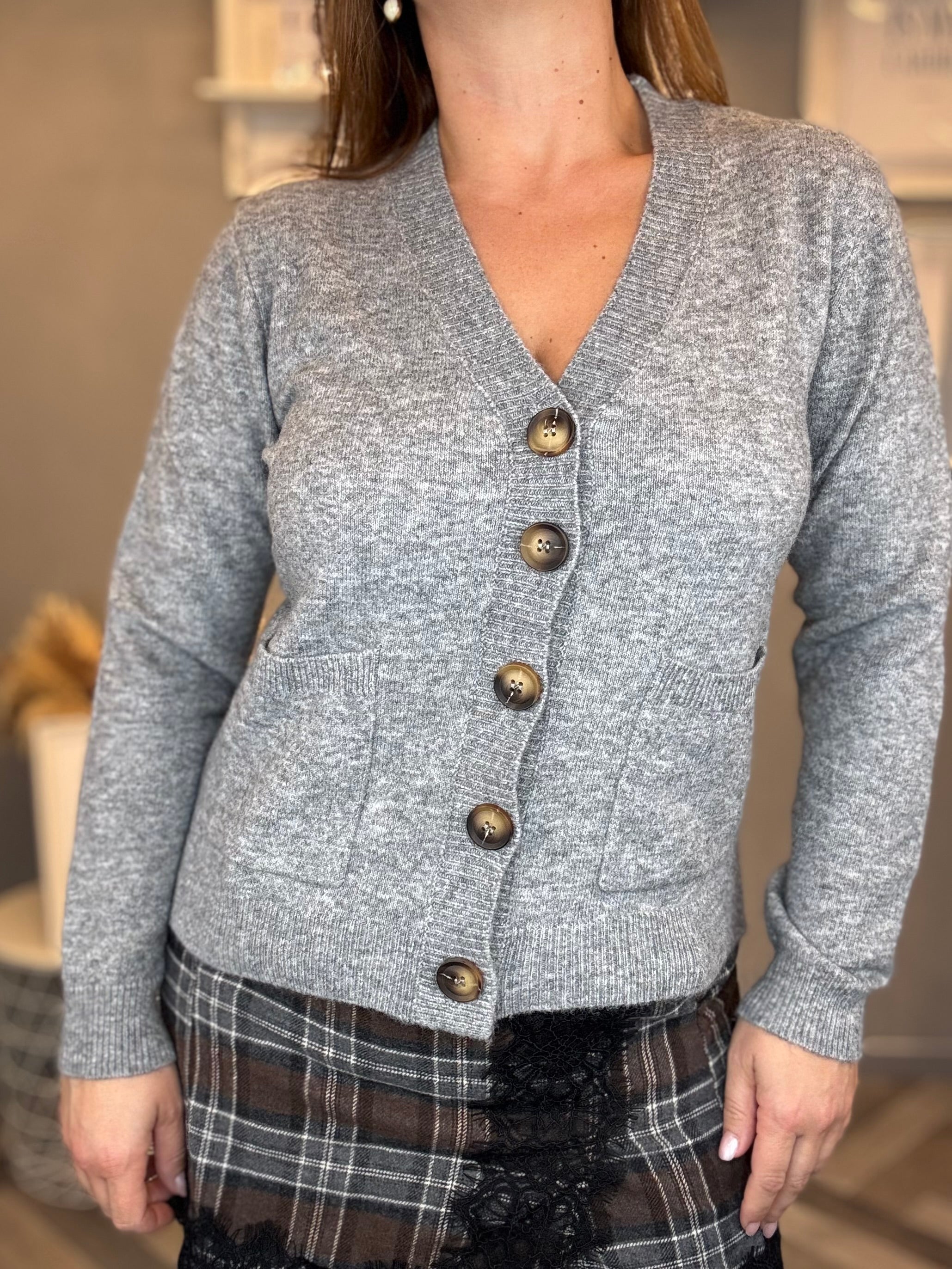 Cardigan basic grigio