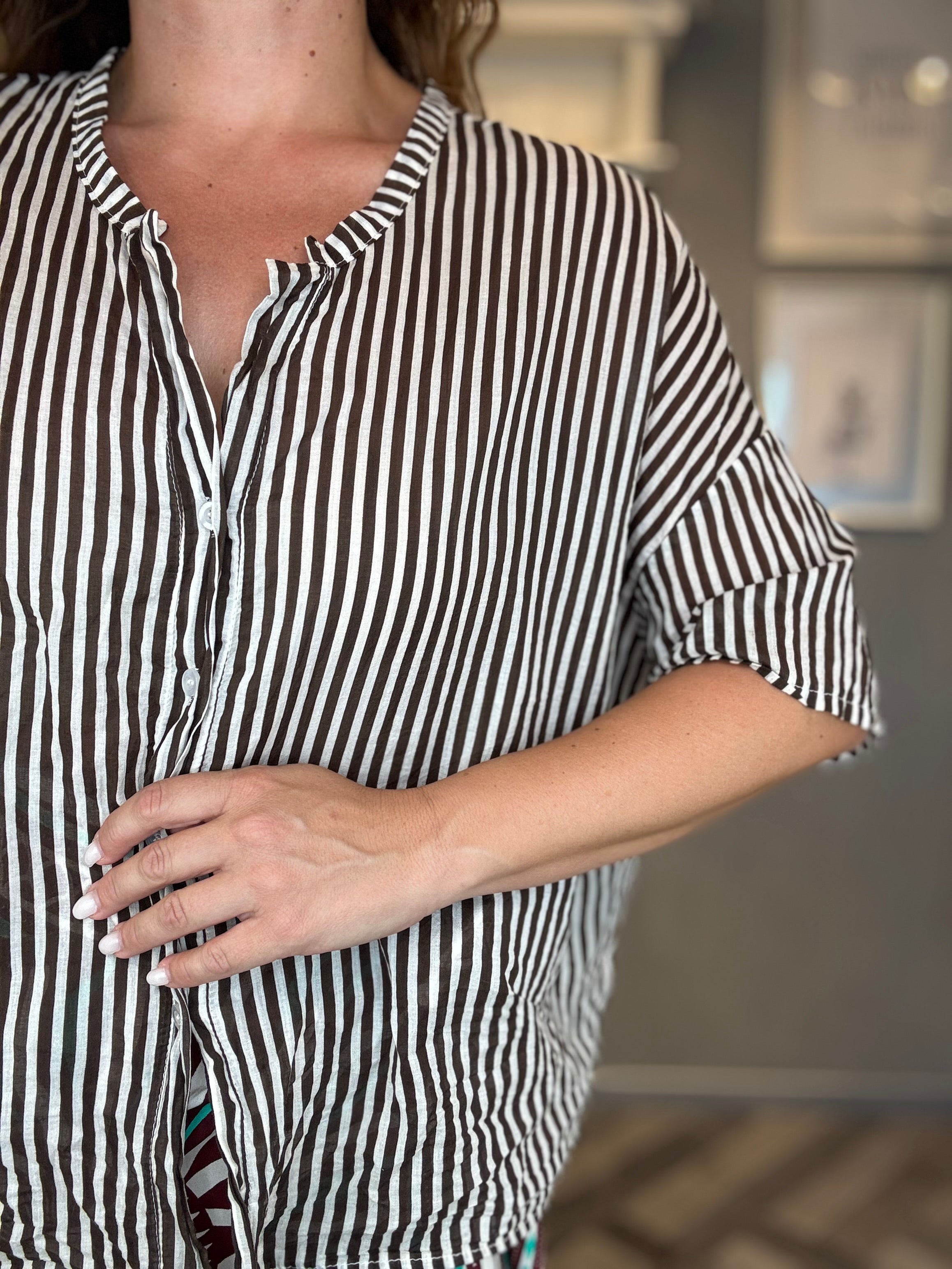 Camicia in mussola righe moro