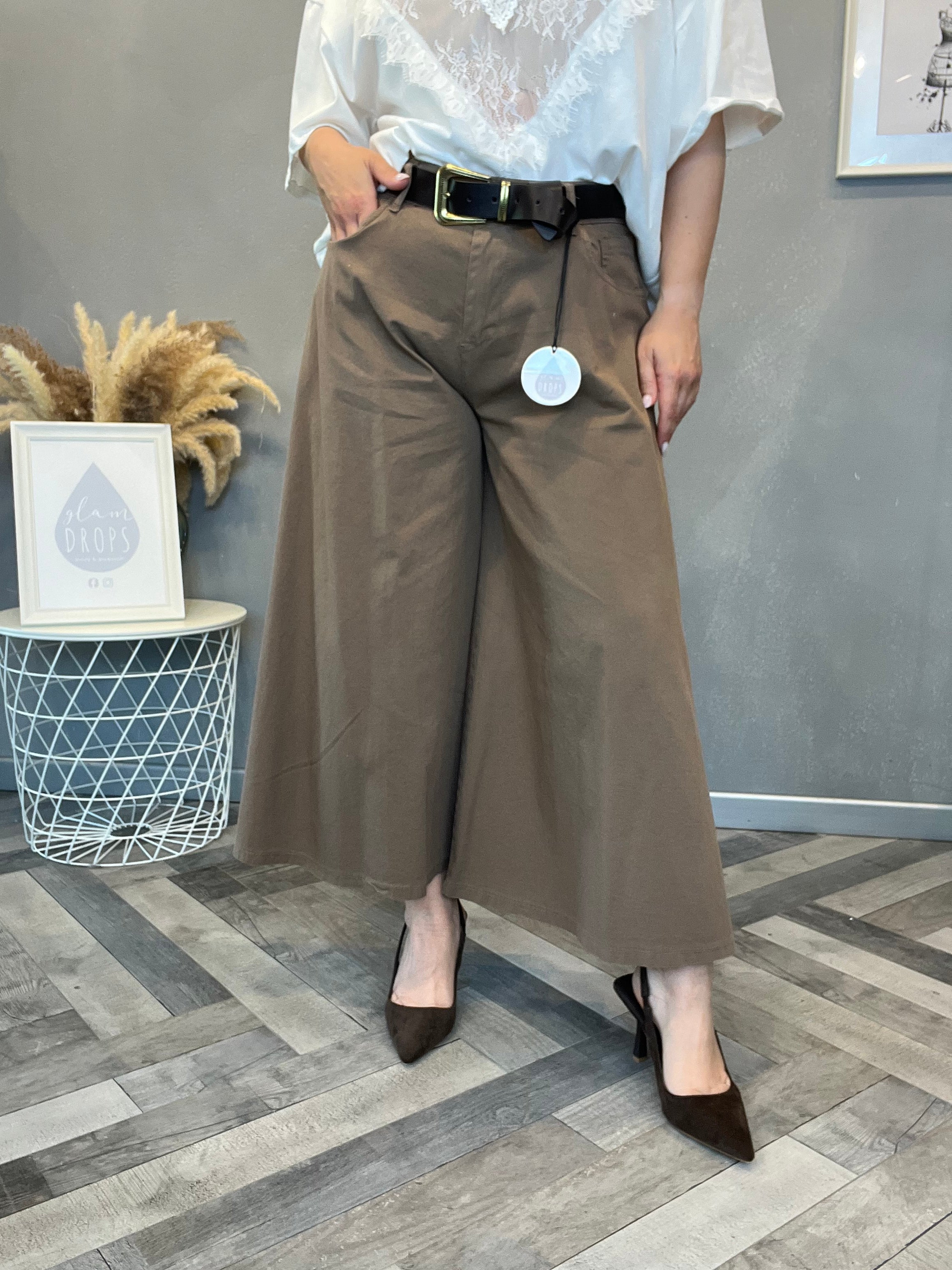 Gonna pantalone crop tortora