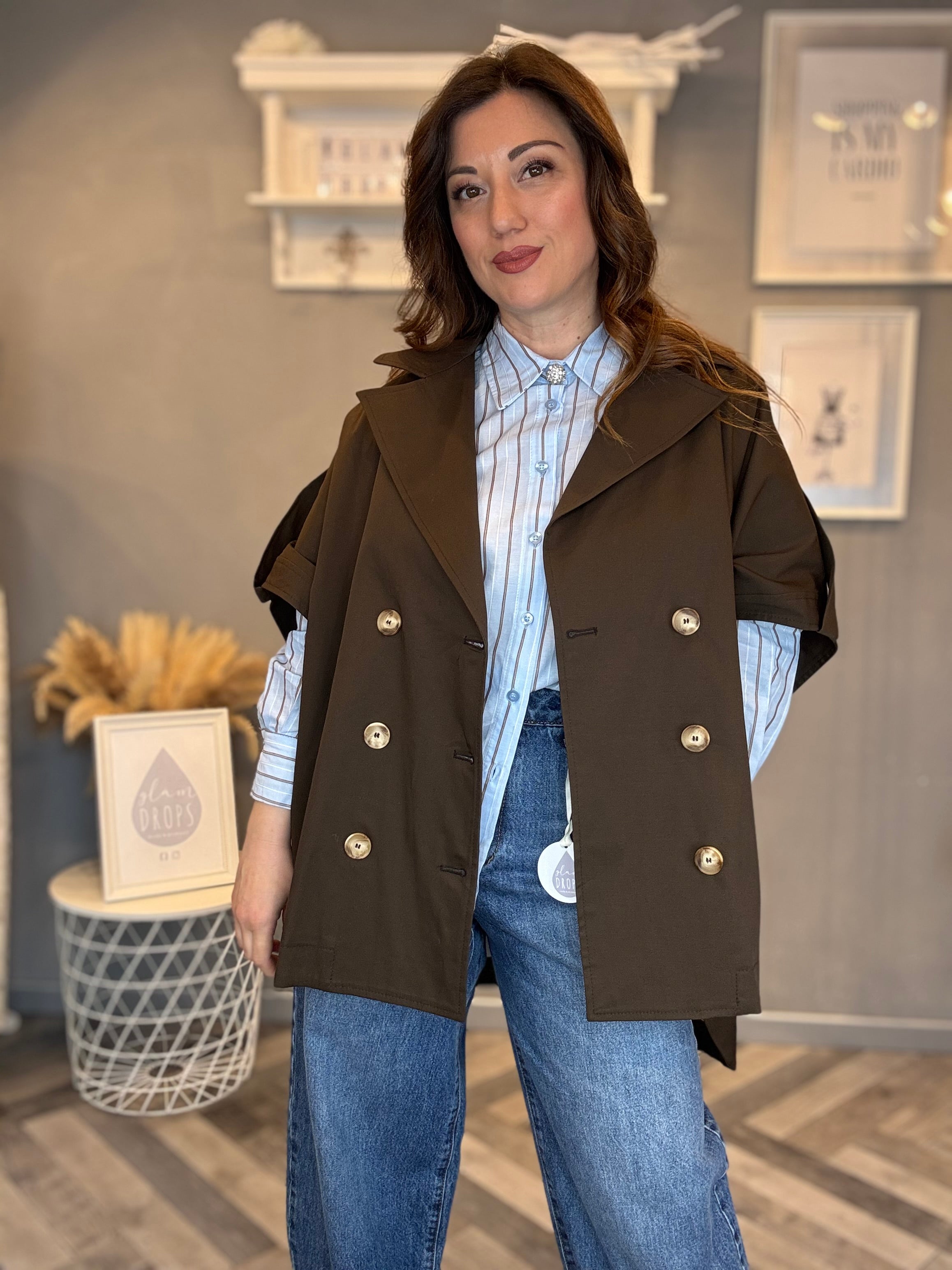 Trench smanicato gilet moro
