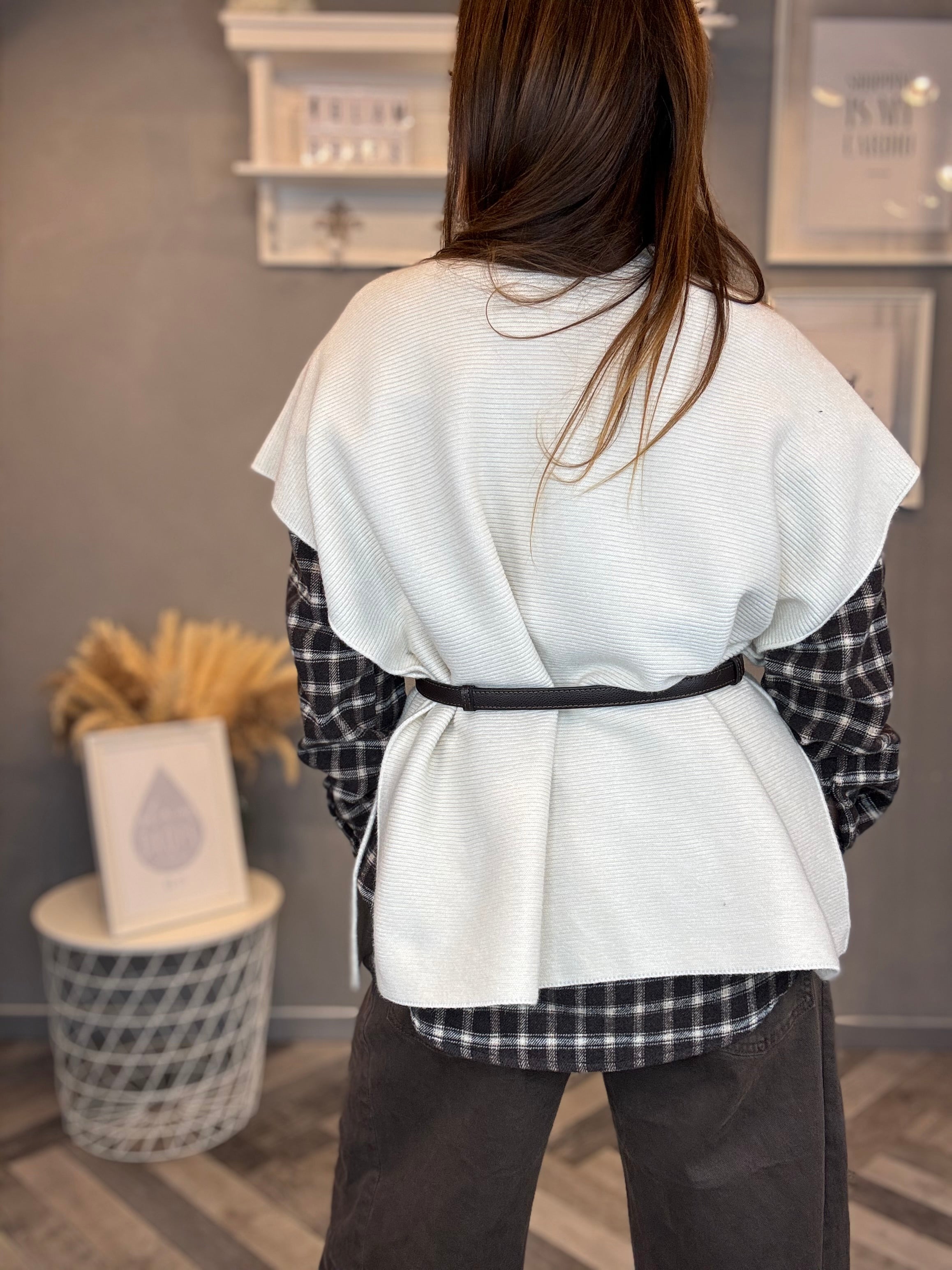 Gilet in maglia multiuso panna