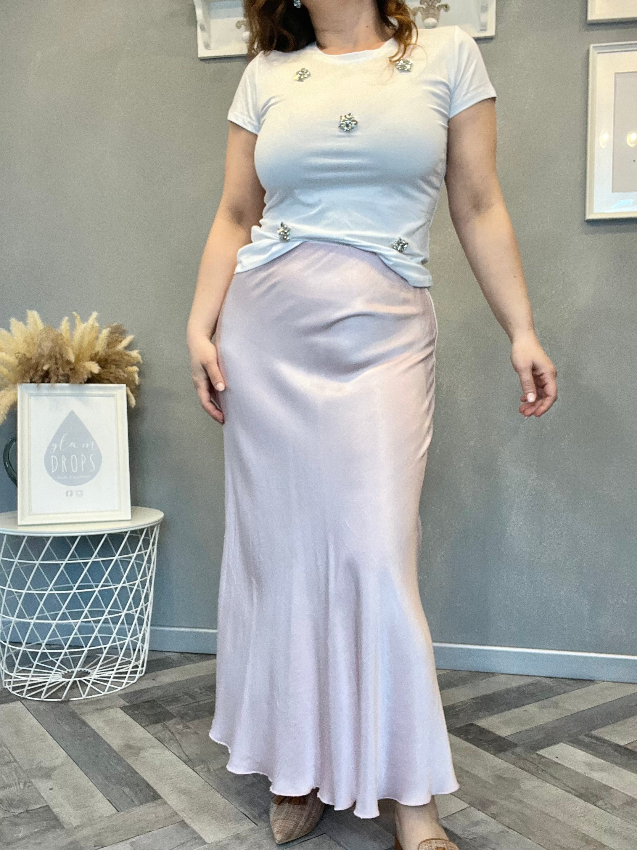 Gonna in raso di viscosa Lucy