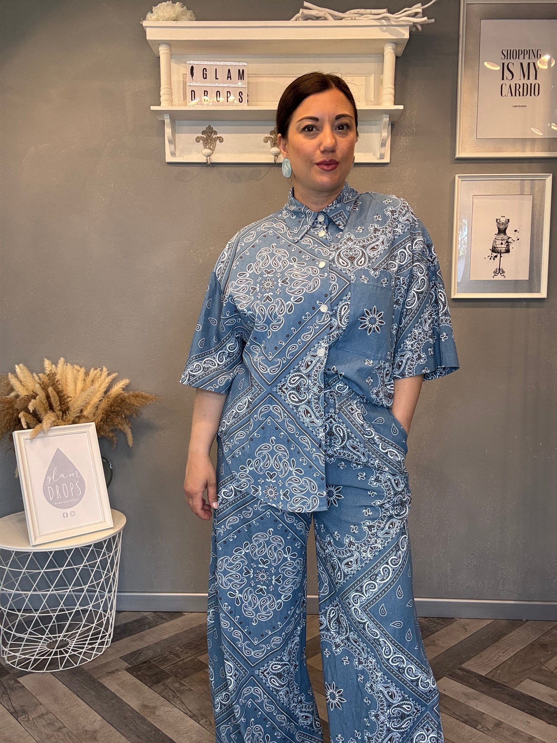 Lumina camicia jeans paisley bandana
