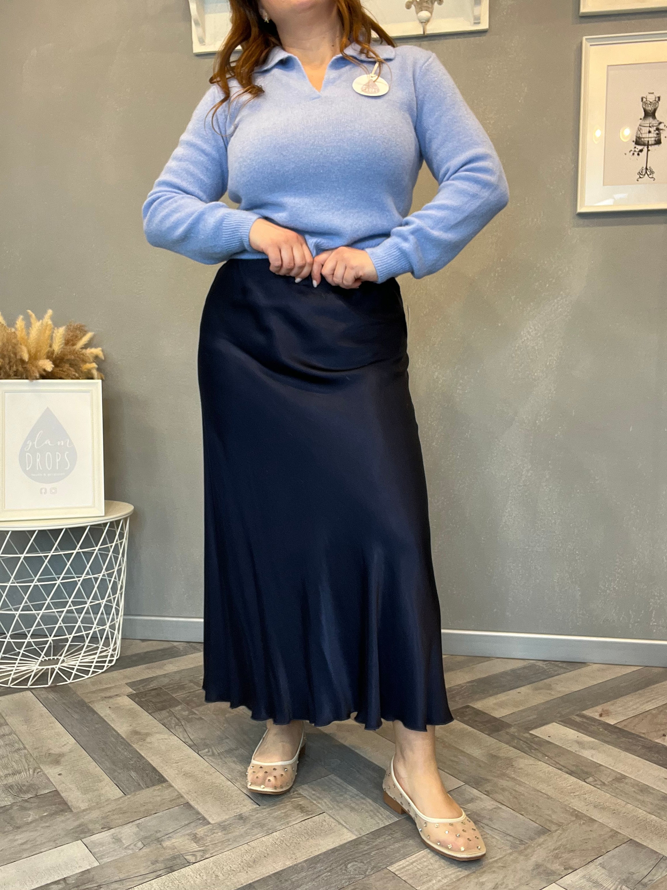 Gonna in raso di viscosa Lucy