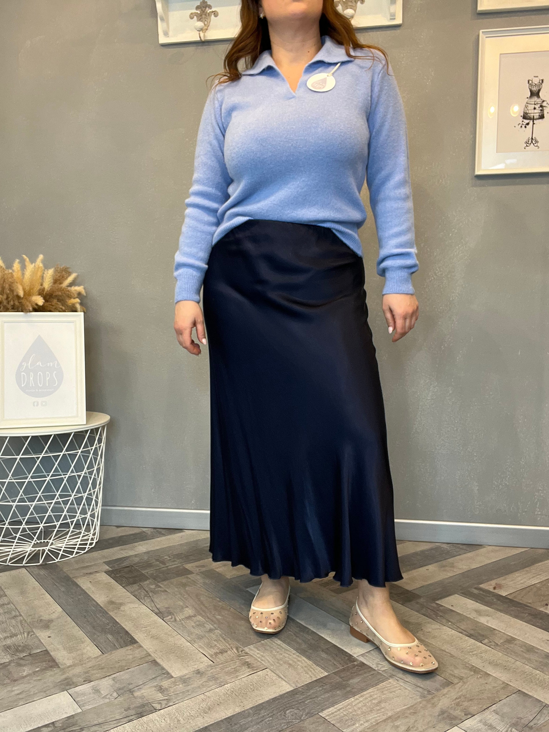 Gonna in raso di viscosa Lucy