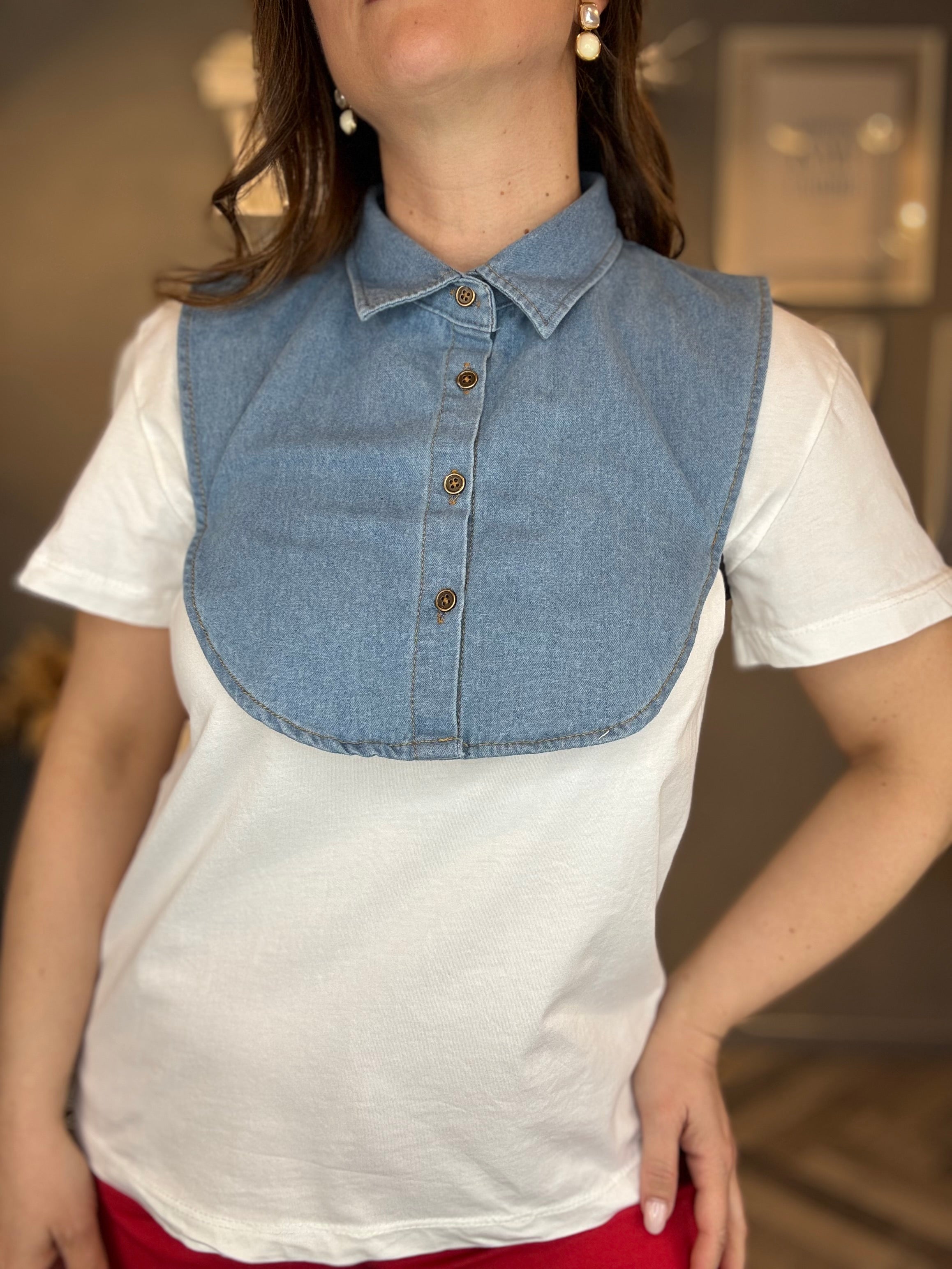 Finto colletto in denim