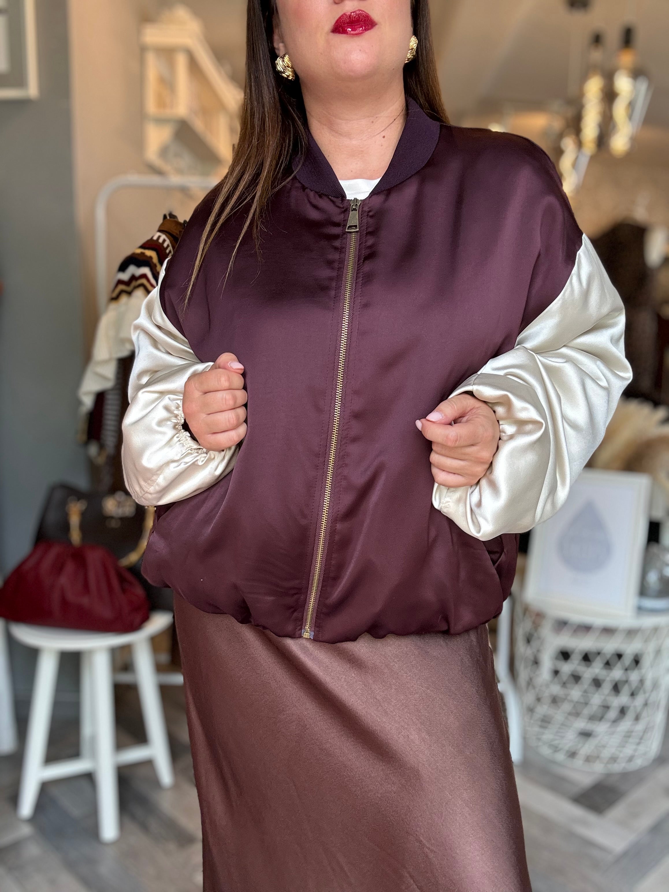 Bomber raso bicolore