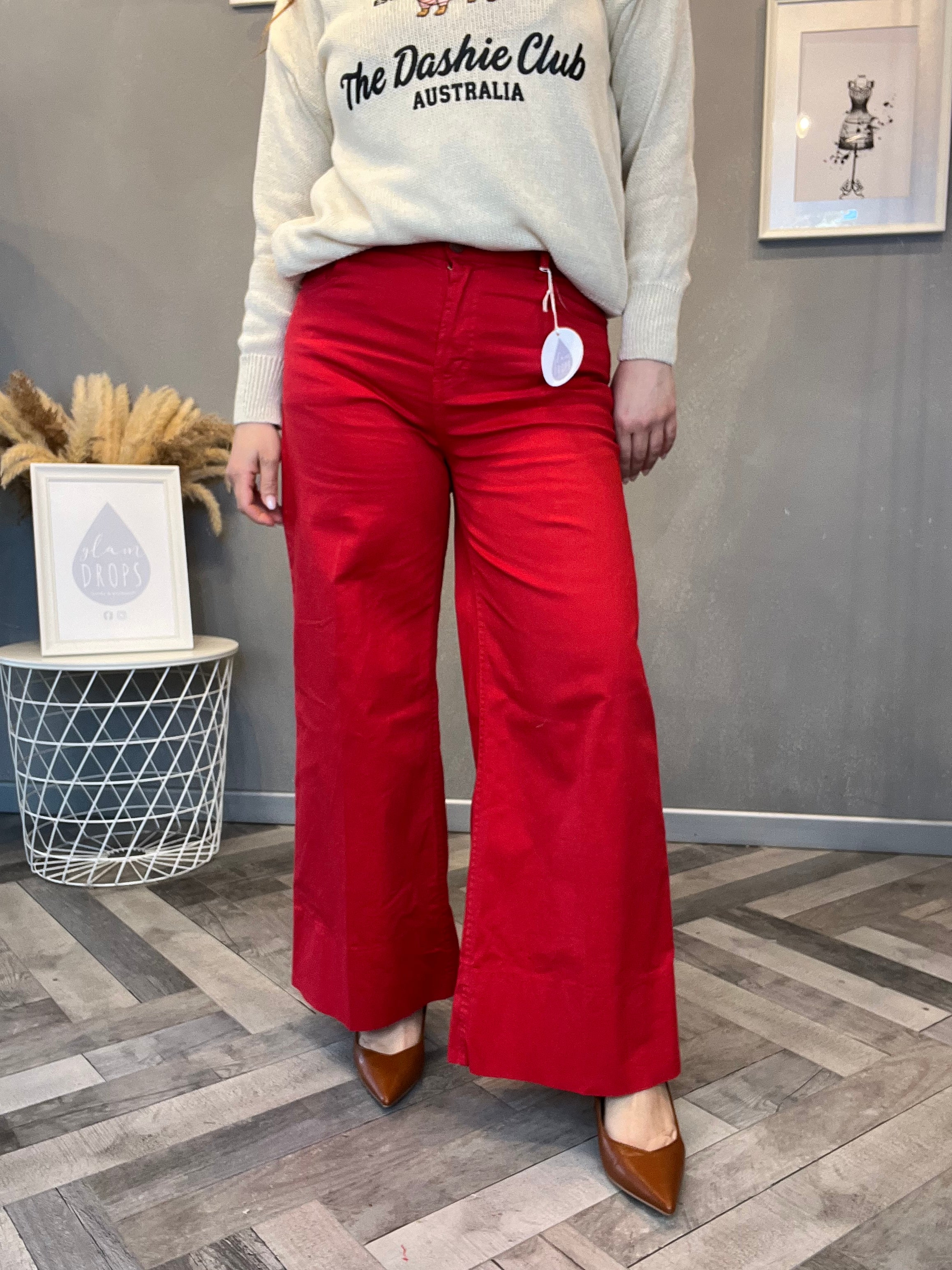 Pantalone wide leg rosso