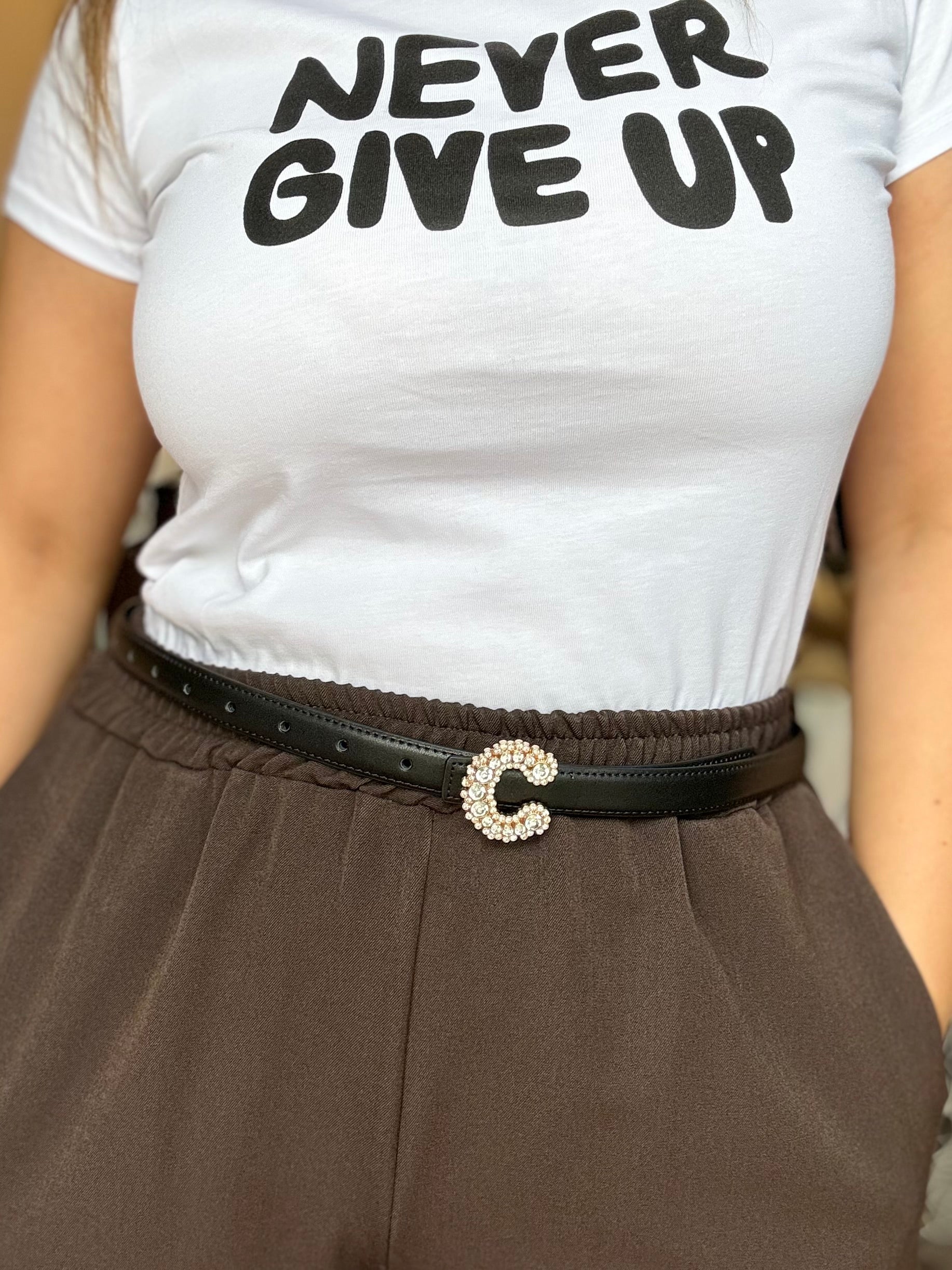 Cintura ecopelle CC con strass