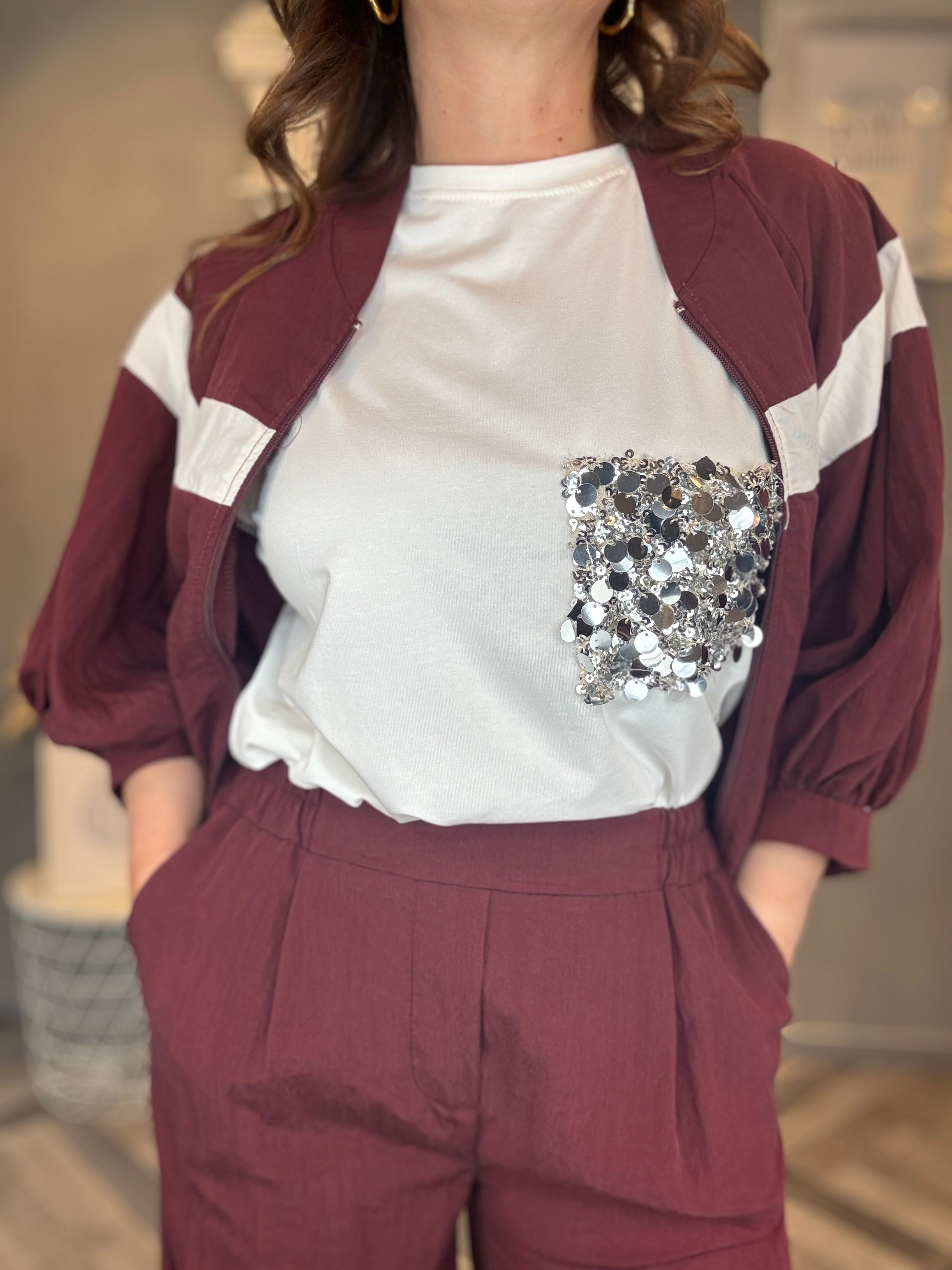 Pantalone jogger Cupro bordeaux