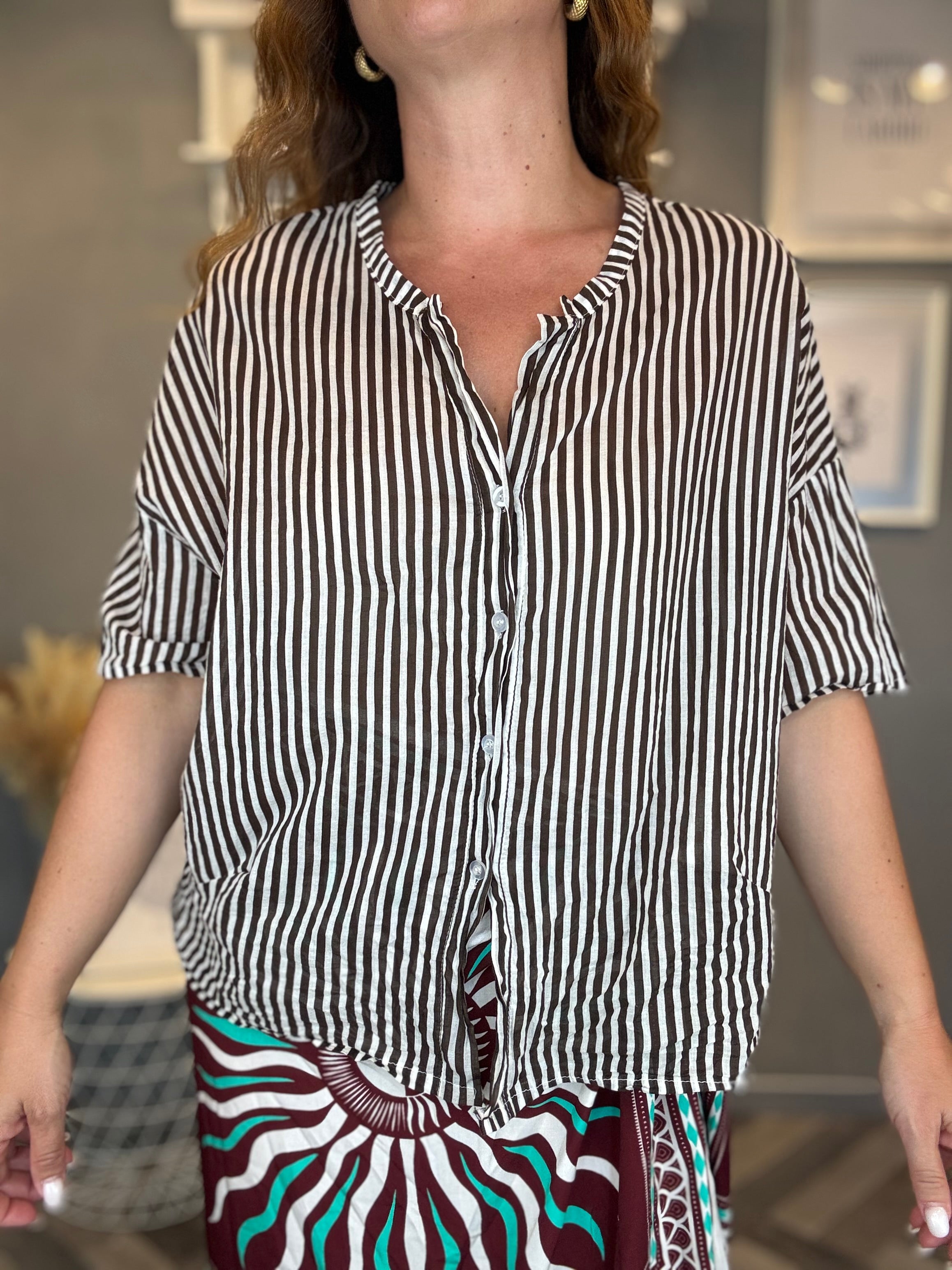 Camicia in mussola righe moro