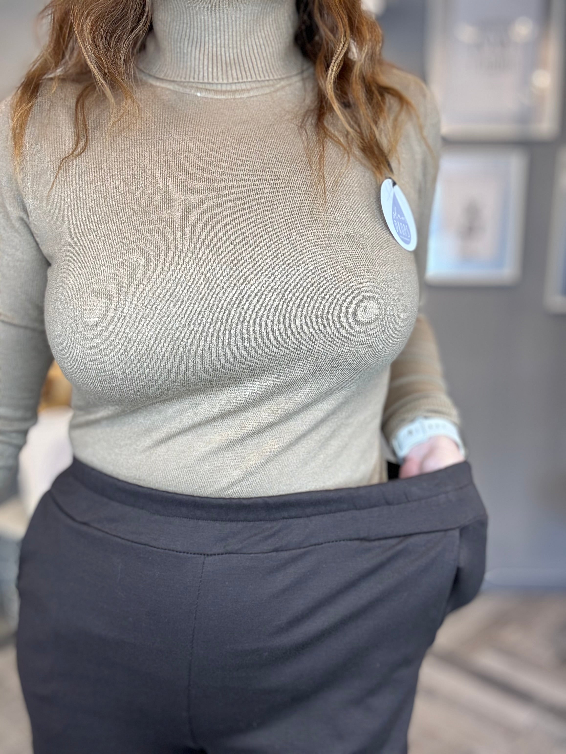 Pantalone wide leg punto Milano moro