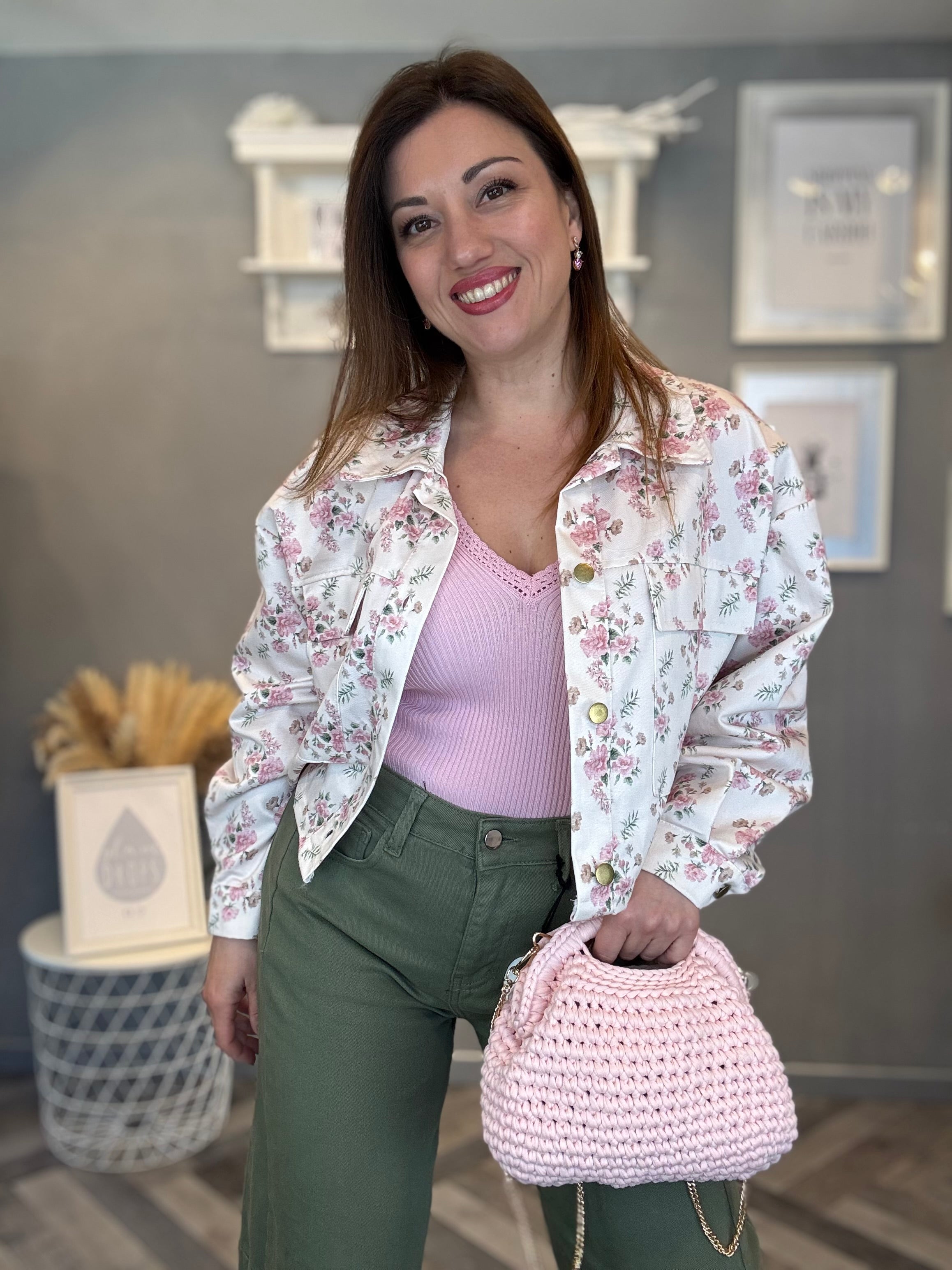 Borsa chunky bag intreccio rosa