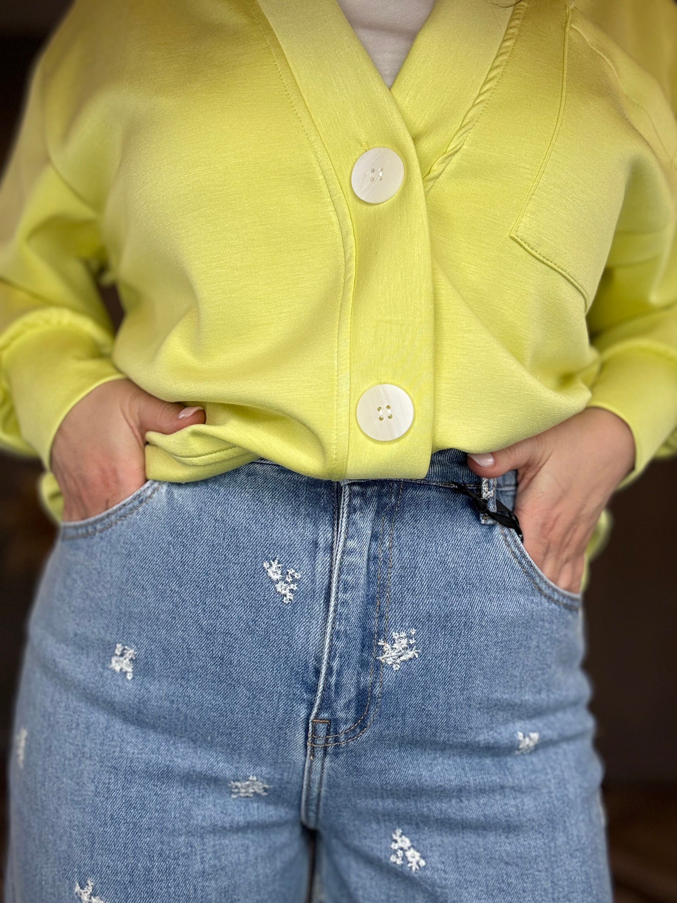 Lumina jeans con ricami floreali